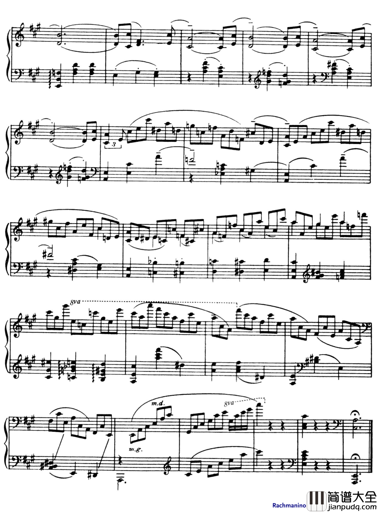 爱的忧伤钢琴谱_拉赫马尼若夫