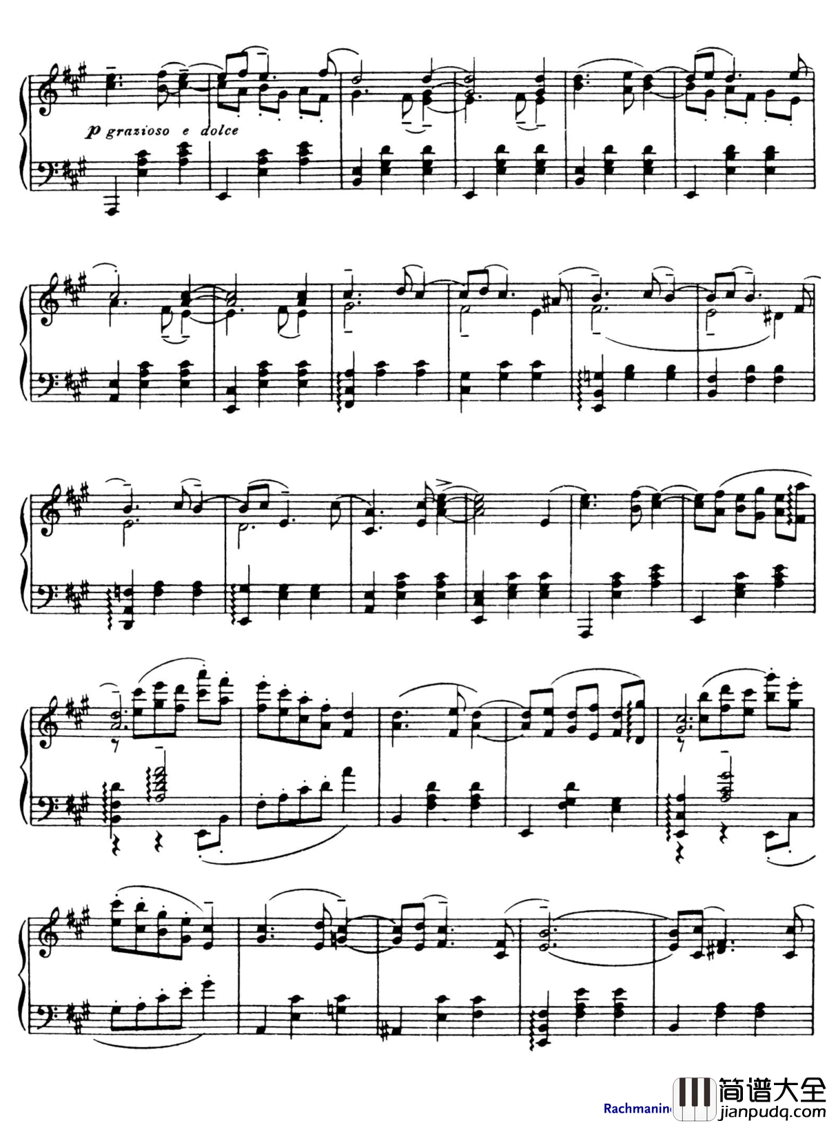 爱的忧伤钢琴谱_拉赫马尼若夫