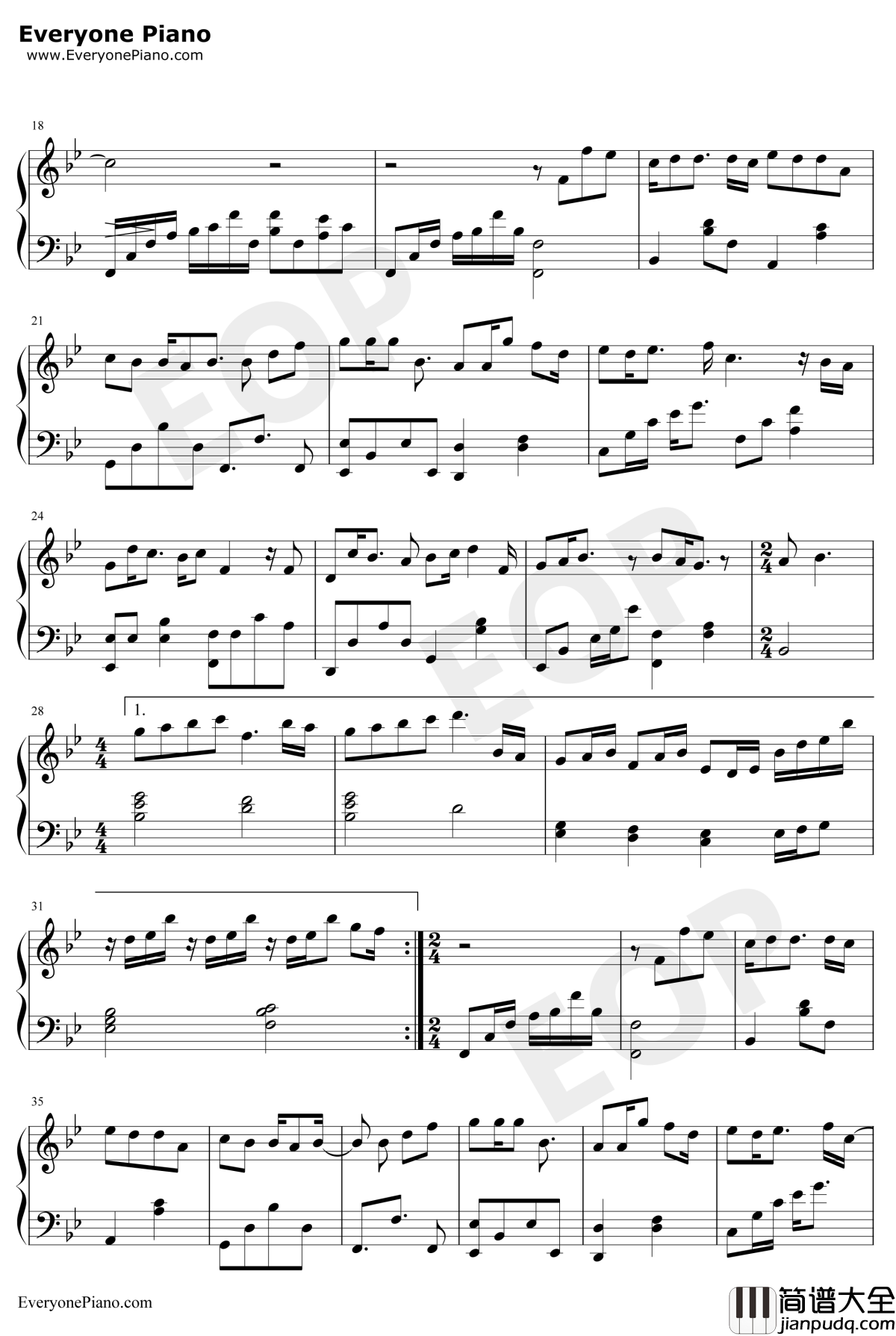 只是太爱你钢琴谱_张敬轩