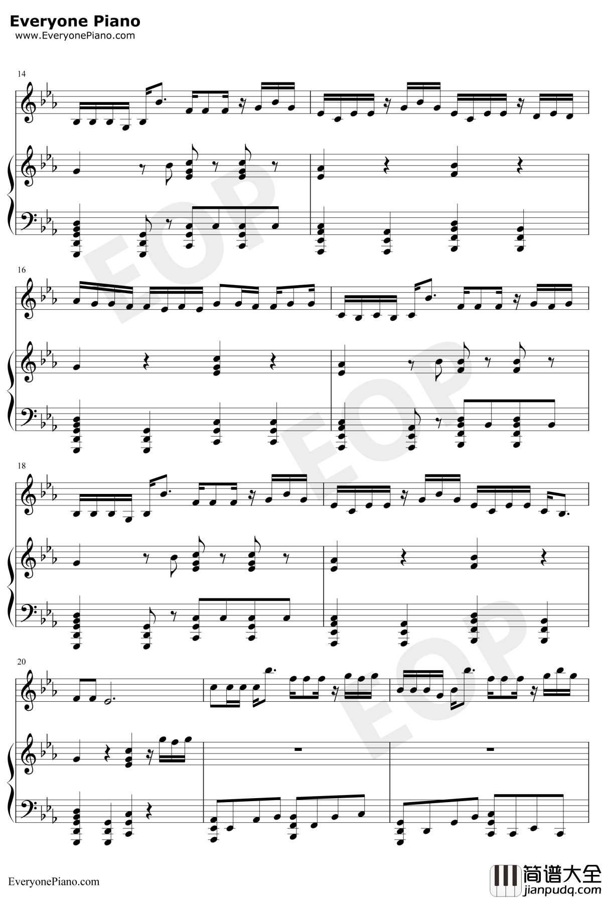 绿色钢琴谱_陈雪凝_若不是你突然闯进我生活_抖音歌曲