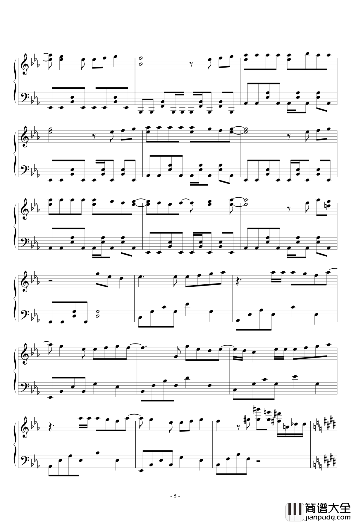 飘向北方钢琴谱_王力宏