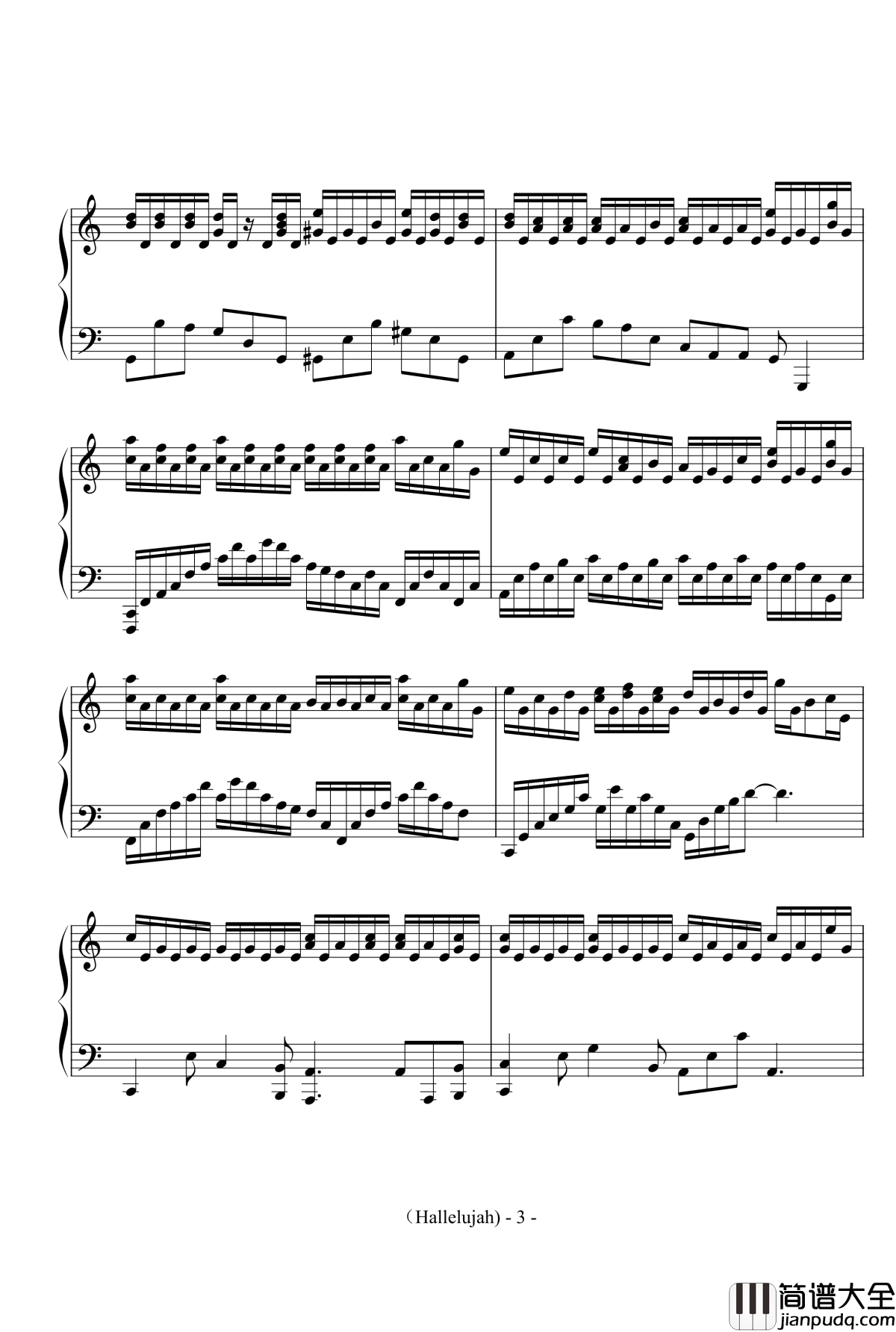 Hallelujah钢琴谱_Leonard_Cohen_赞美之泉