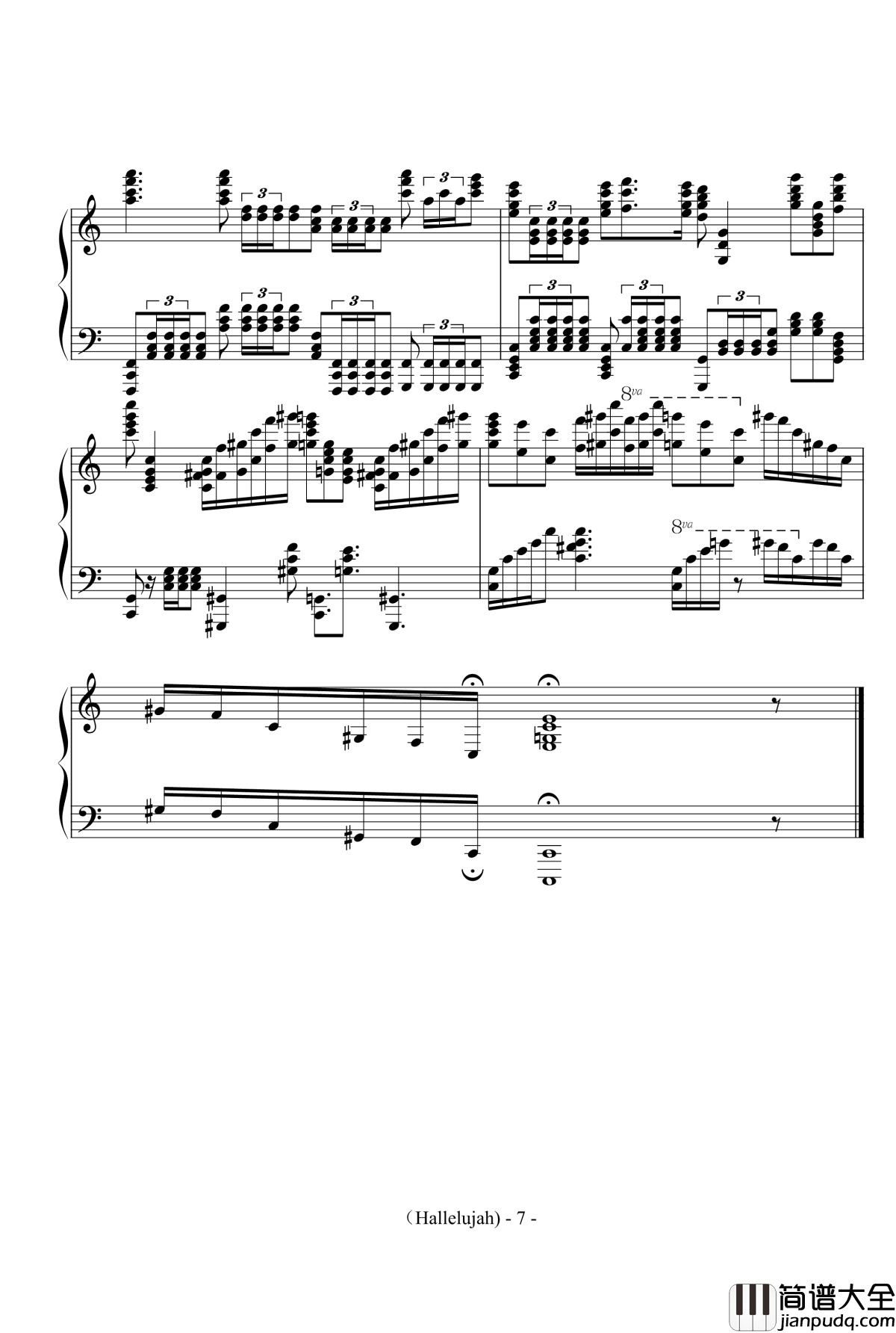 Hallelujah钢琴谱_Leonard_Cohen_赞美之泉