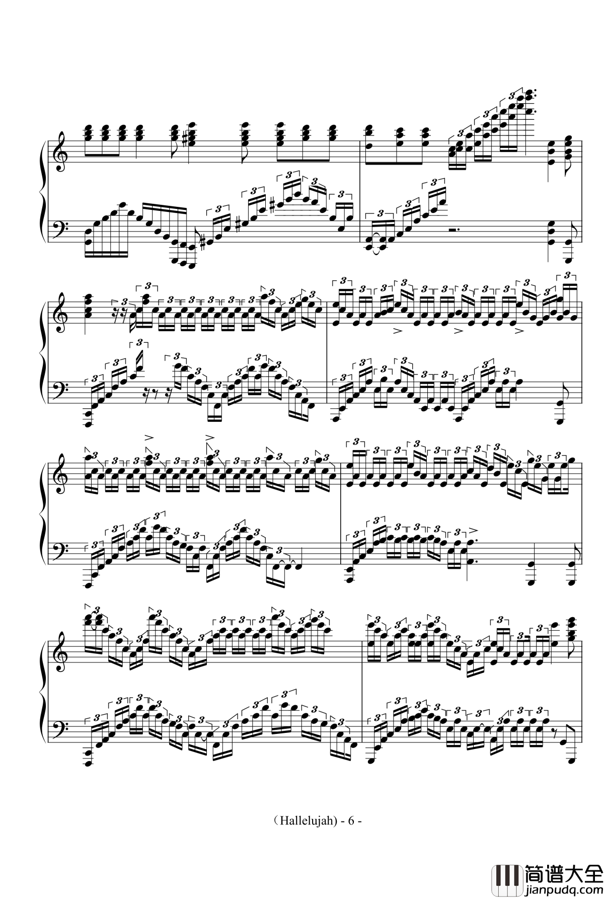 Hallelujah钢琴谱_Leonard_Cohen_赞美之泉