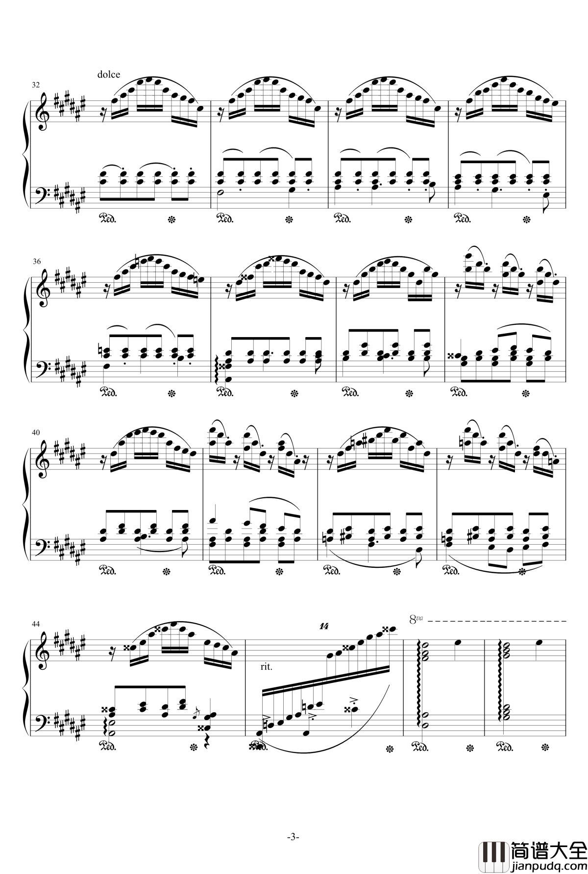 升C小调圆舞曲钢琴谱__跃动与静流__airoad