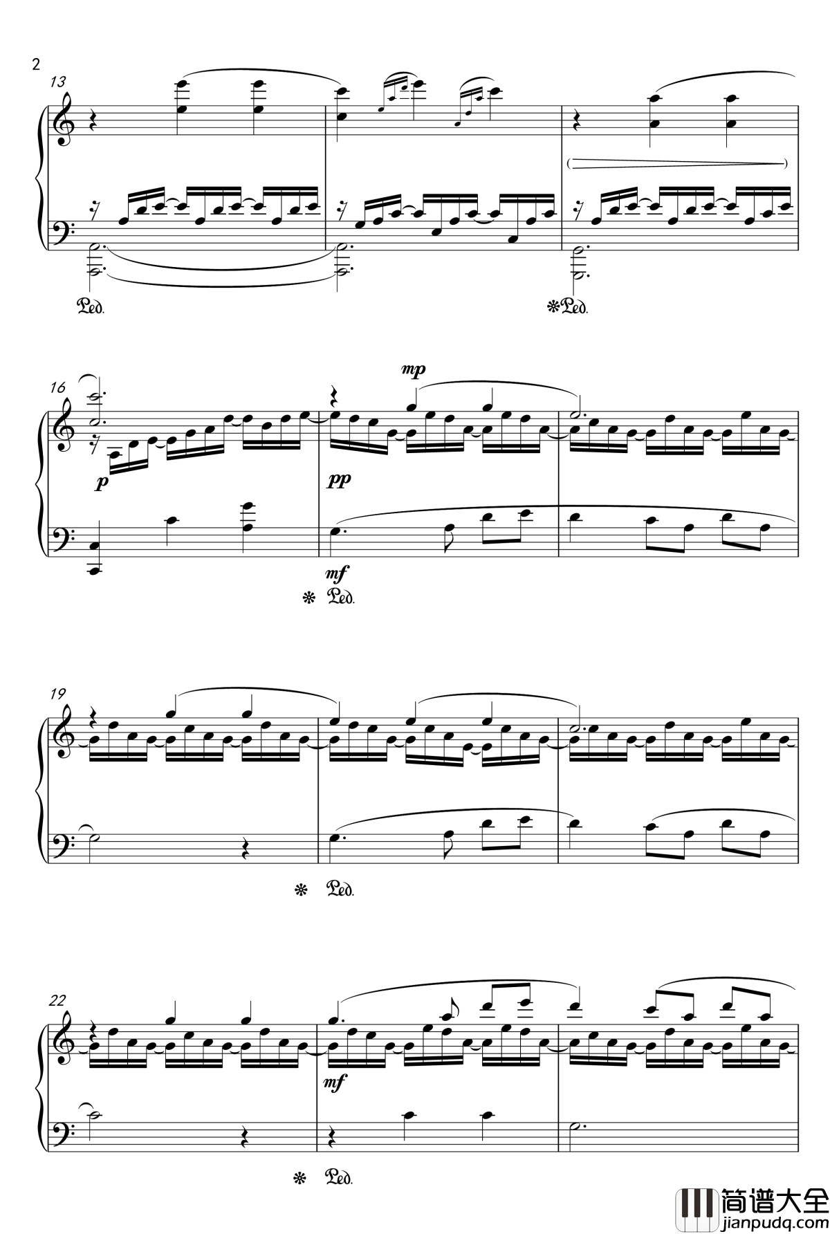 溪水钢琴谱_shisan9632