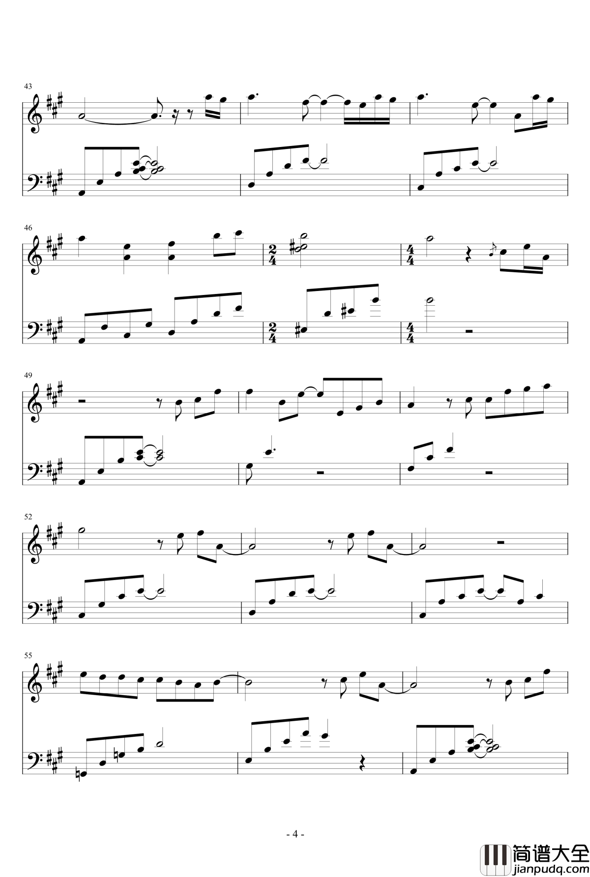 蓝色生死恋钢琴谱_郑日英