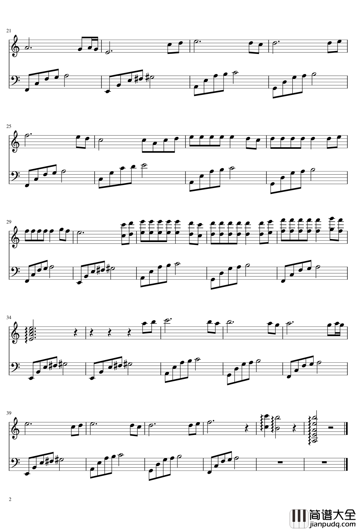 失恋进行曲钢琴谱_世界名曲