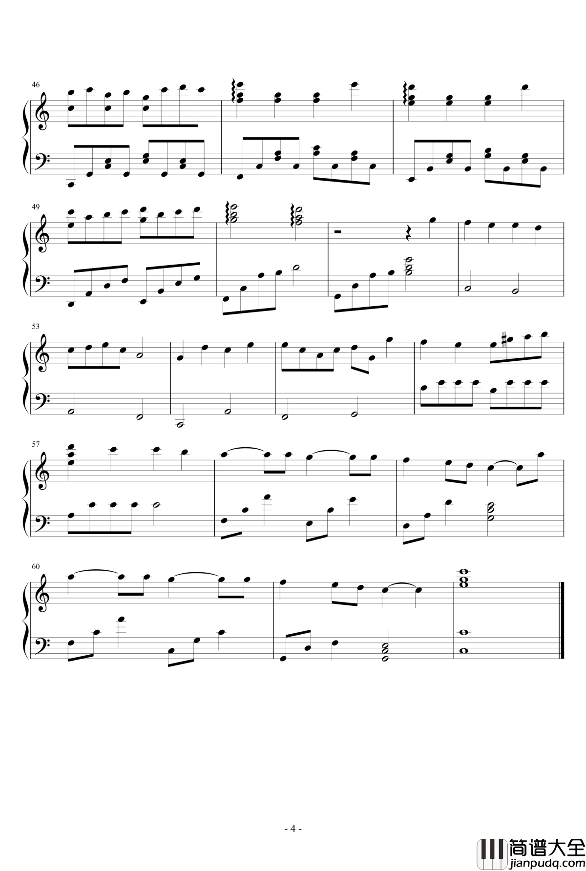 风之诗钢琴谱_C大调简易版_押尾桑