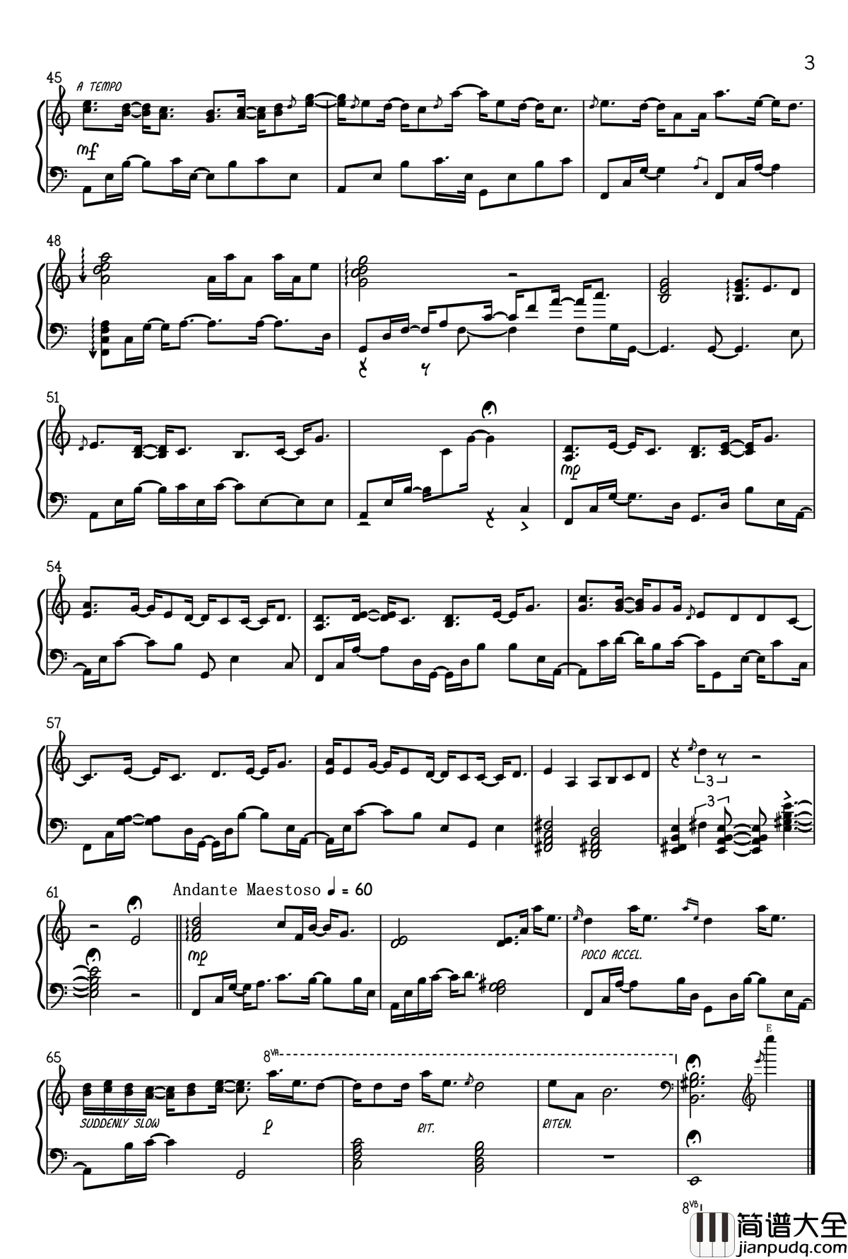 天与地之安魂曲钢琴谱_羽生结弦