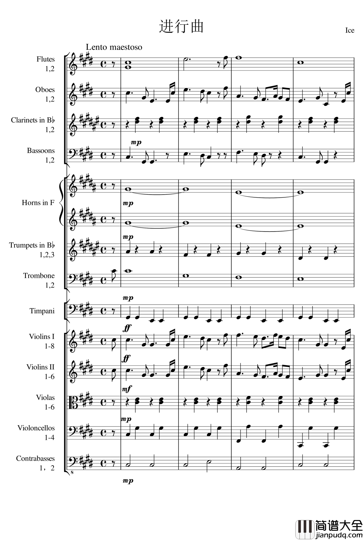 升c小调进行曲钢琴谱_Ice_KUN