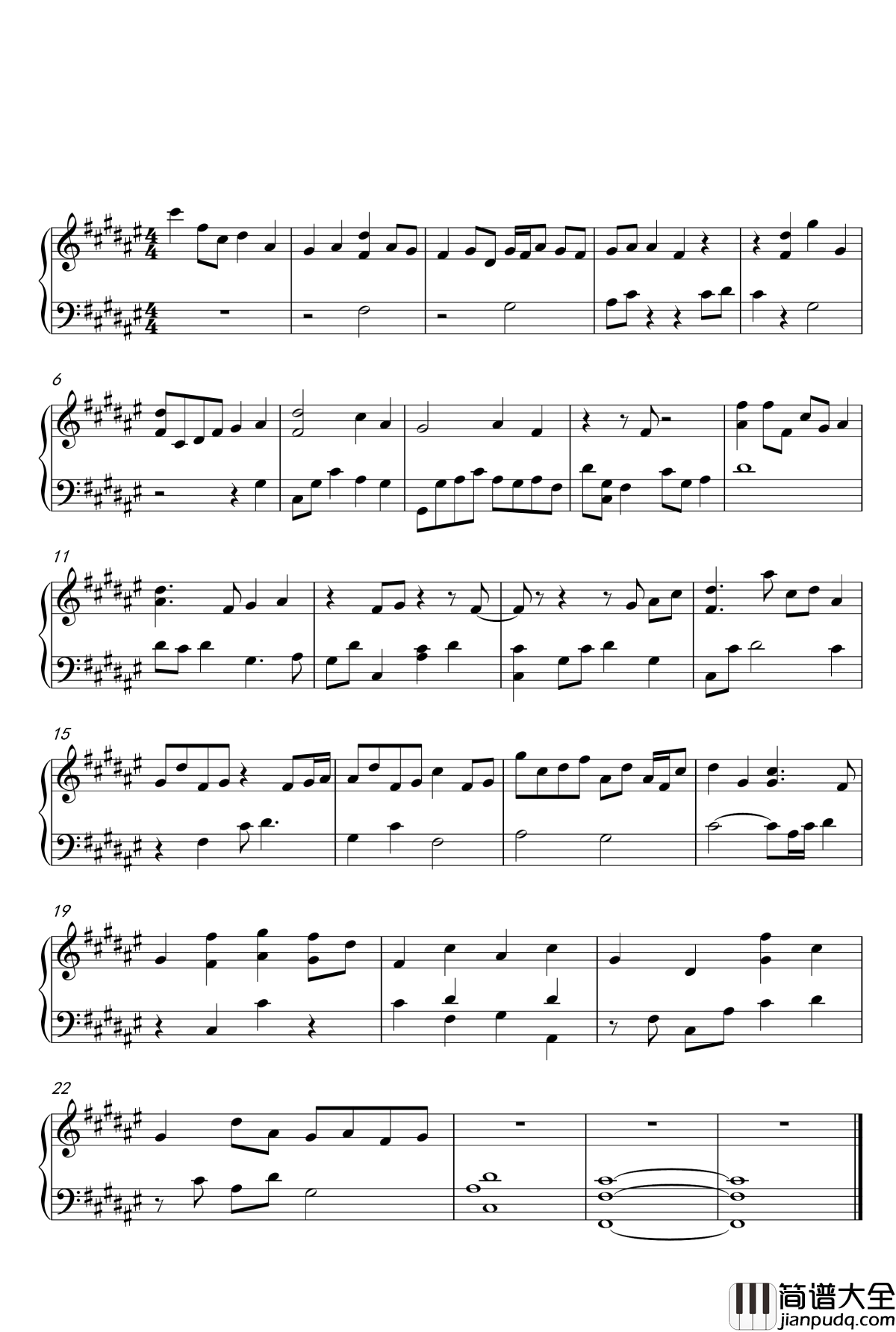 迷之五声钢琴谱_xvv12345