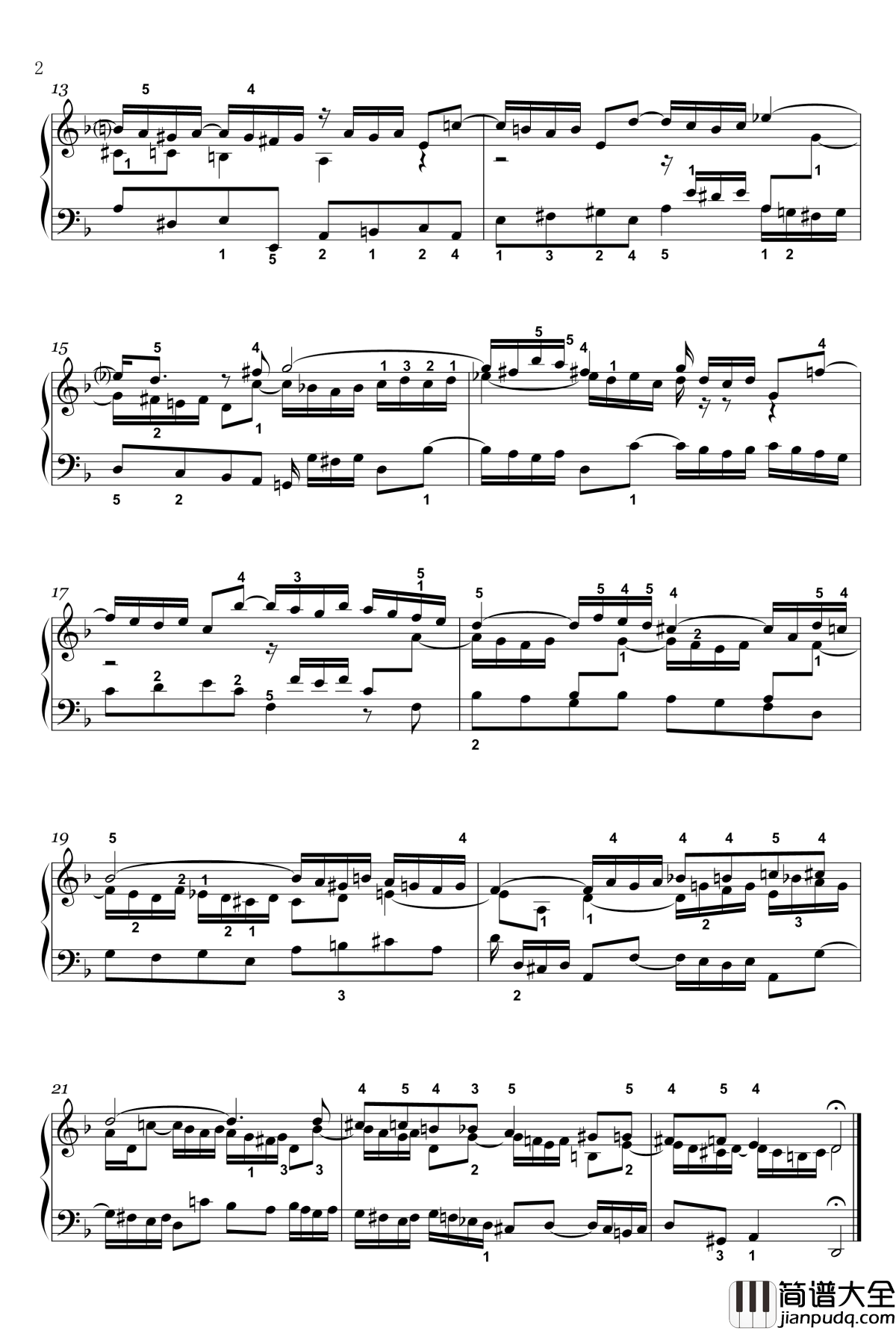 三部创意曲钢琴谱_4_BWV_790_世界名曲