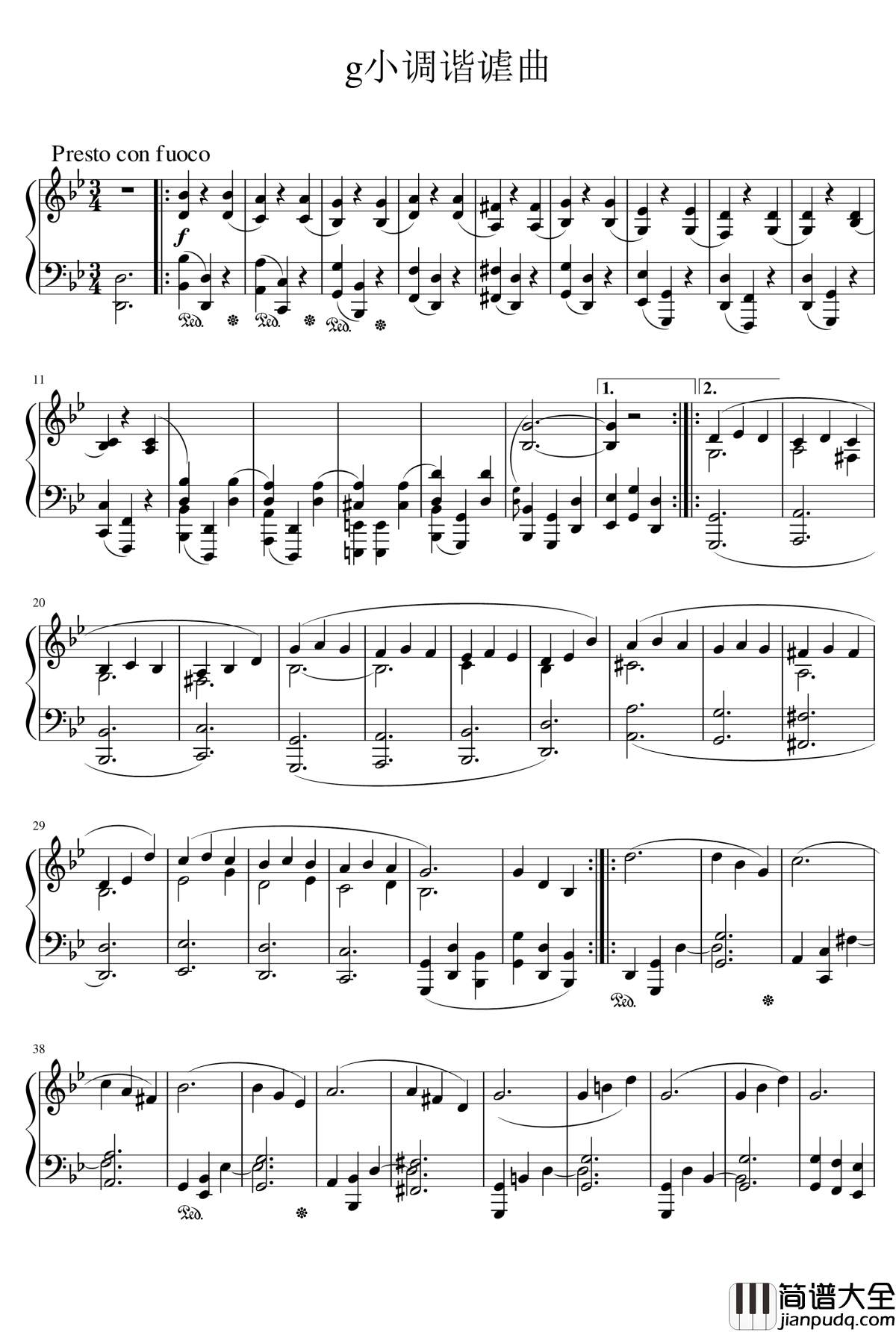 g小调谐谑曲钢琴谱_Ice_KUN