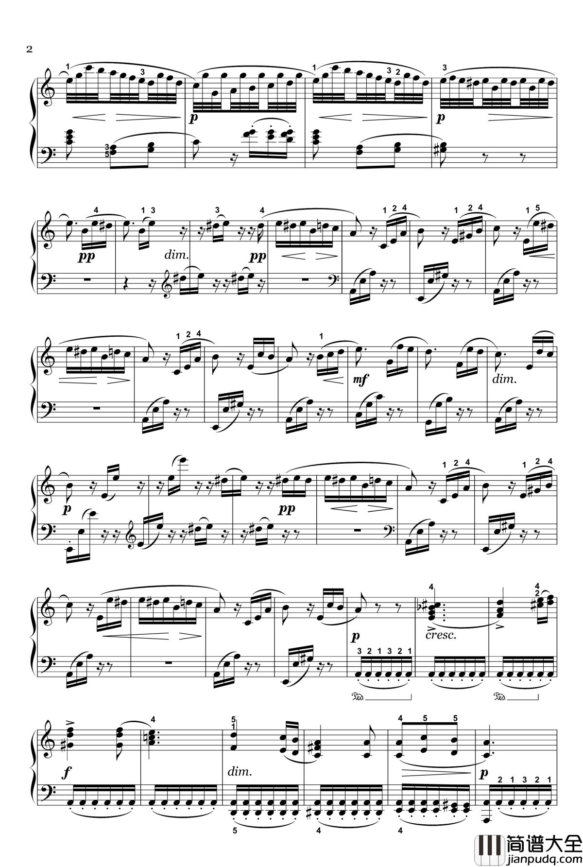 致爱丽丝钢琴谱_贝多芬_beethoven