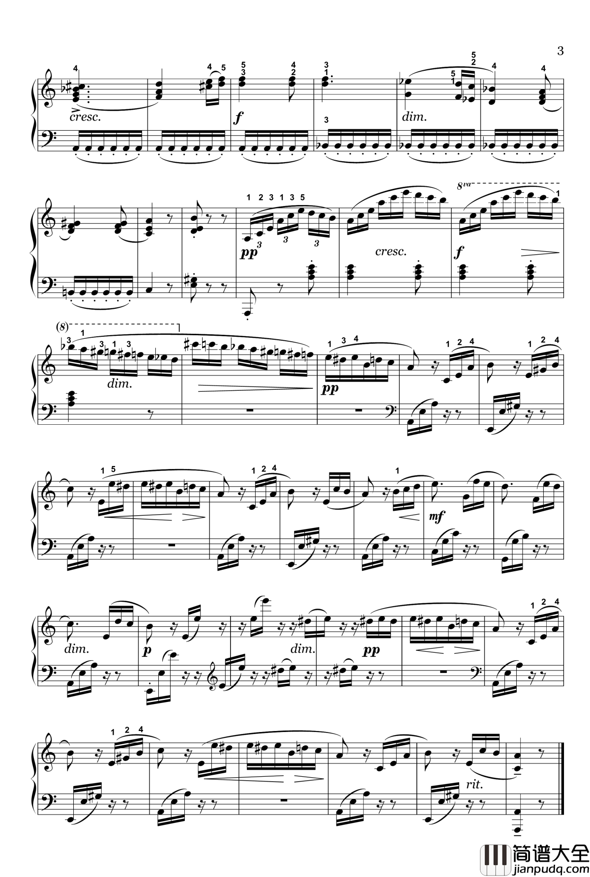 致爱丽丝钢琴谱_贝多芬_beethoven