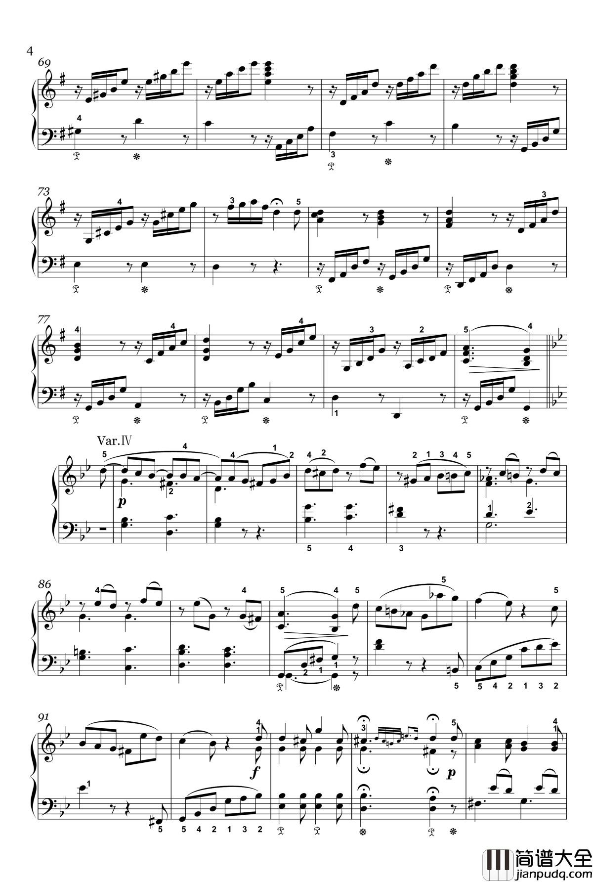 G大调变奏曲钢琴谱_Woo_70_贝多芬_beethoven