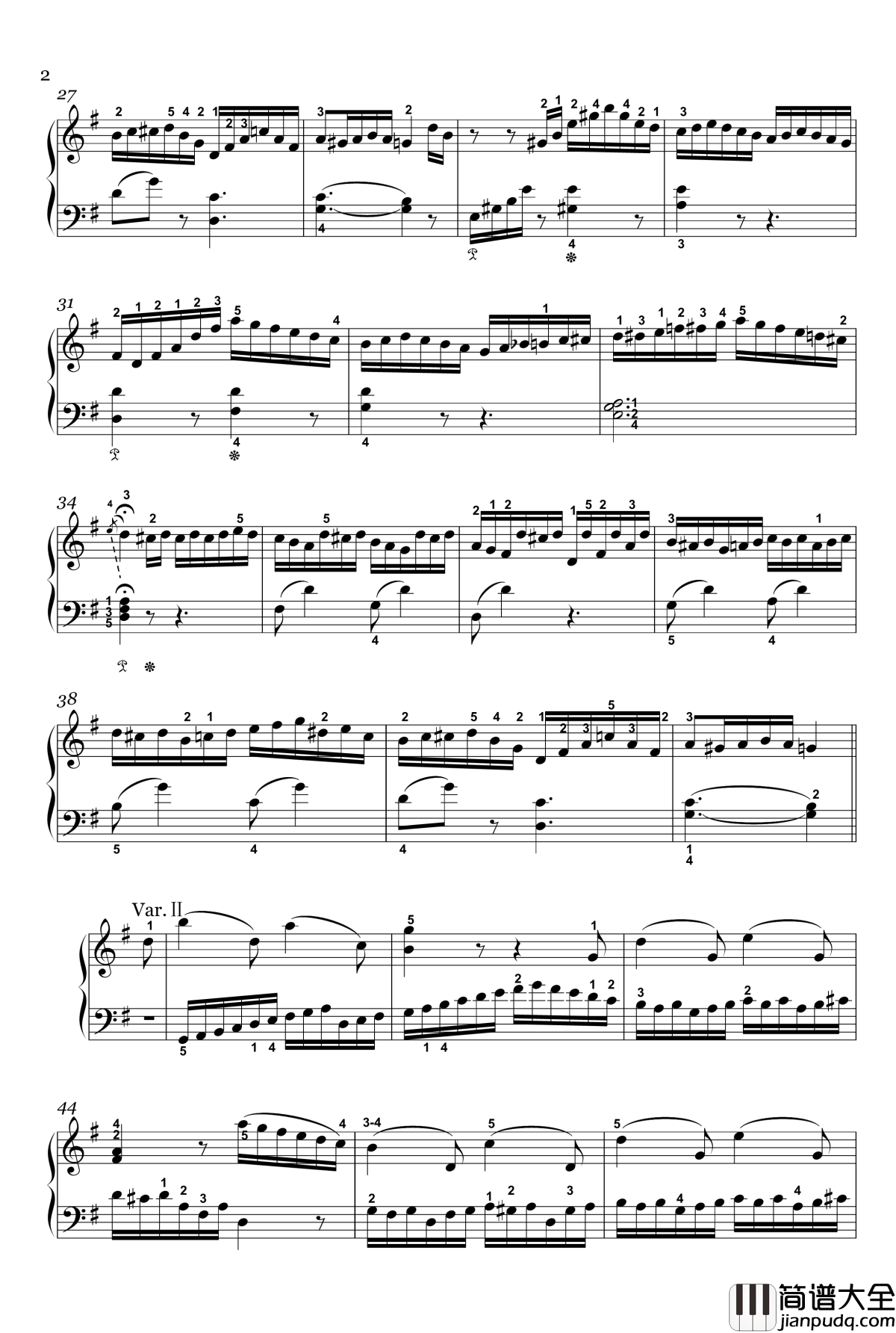 G大调变奏曲钢琴谱_Woo_70_贝多芬_beethoven