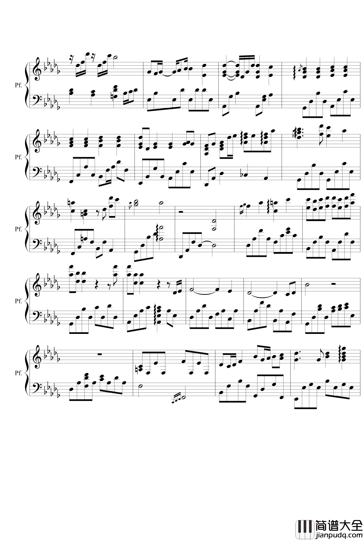 他钢琴谱__我和X先生_第二季_只为遇见你_主题曲_周艺博