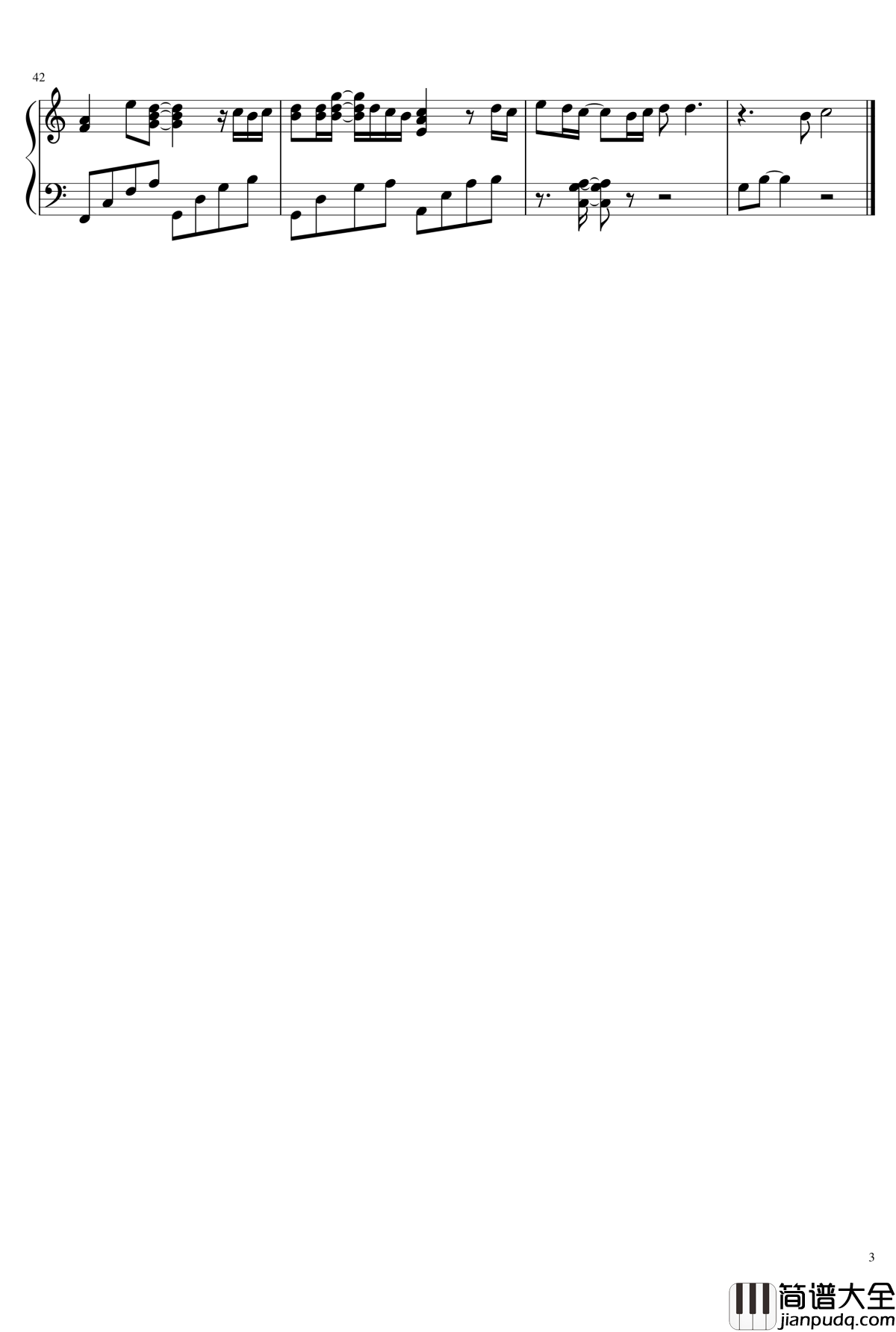 分我一半的眼泪钢琴谱_付辛博