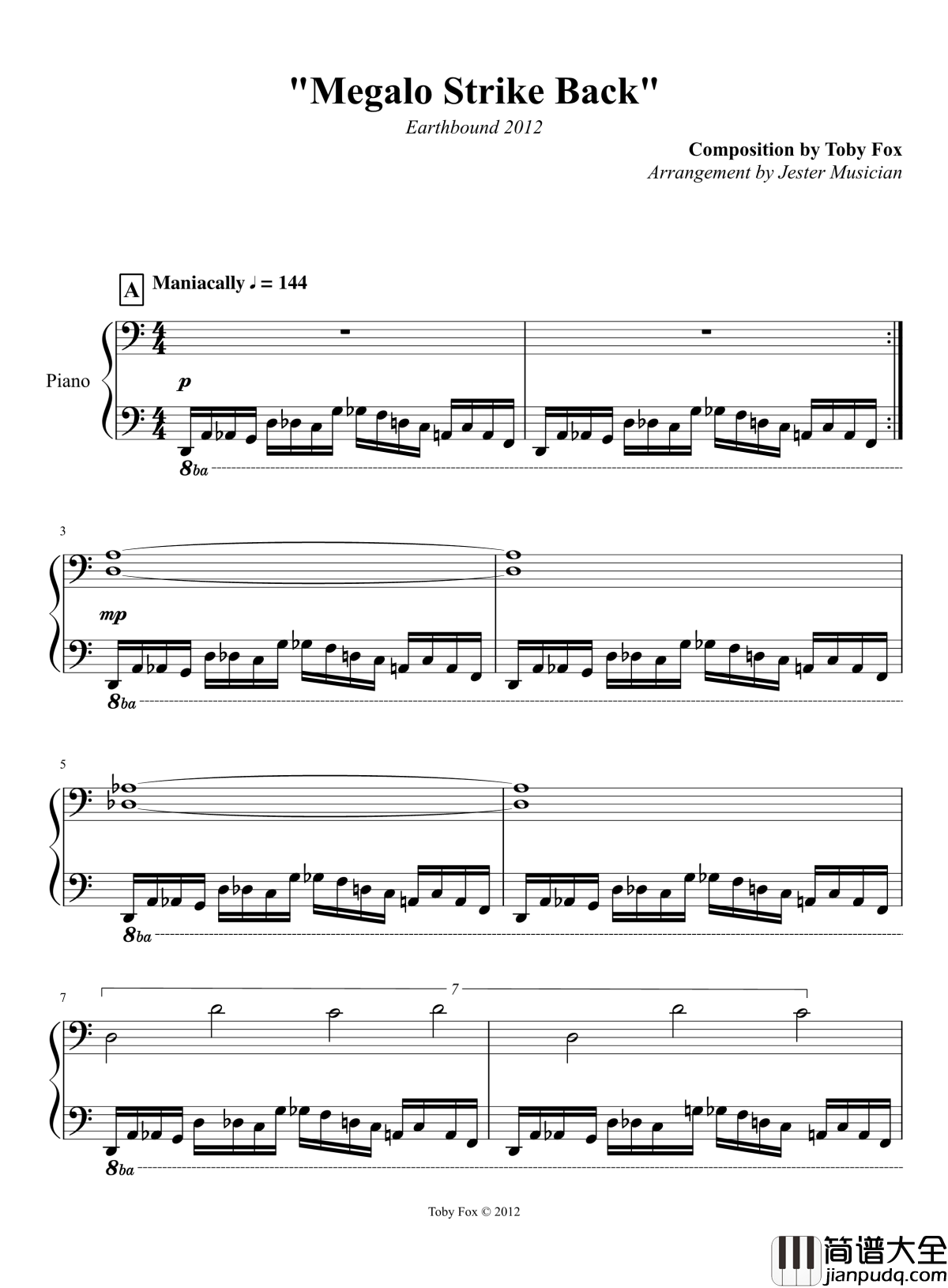 Megalo_Strike_Back_钢琴谱_Chara_主題曲_undertale