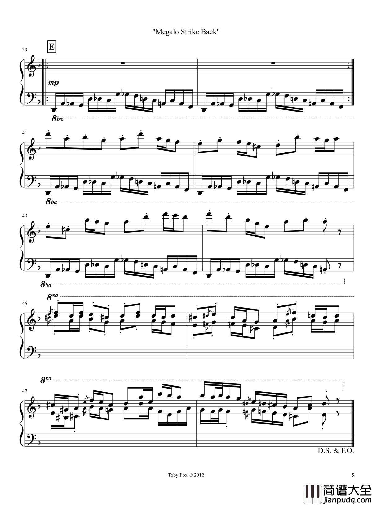 Megalo_Strike_Back_钢琴谱_Chara_主題曲_undertale