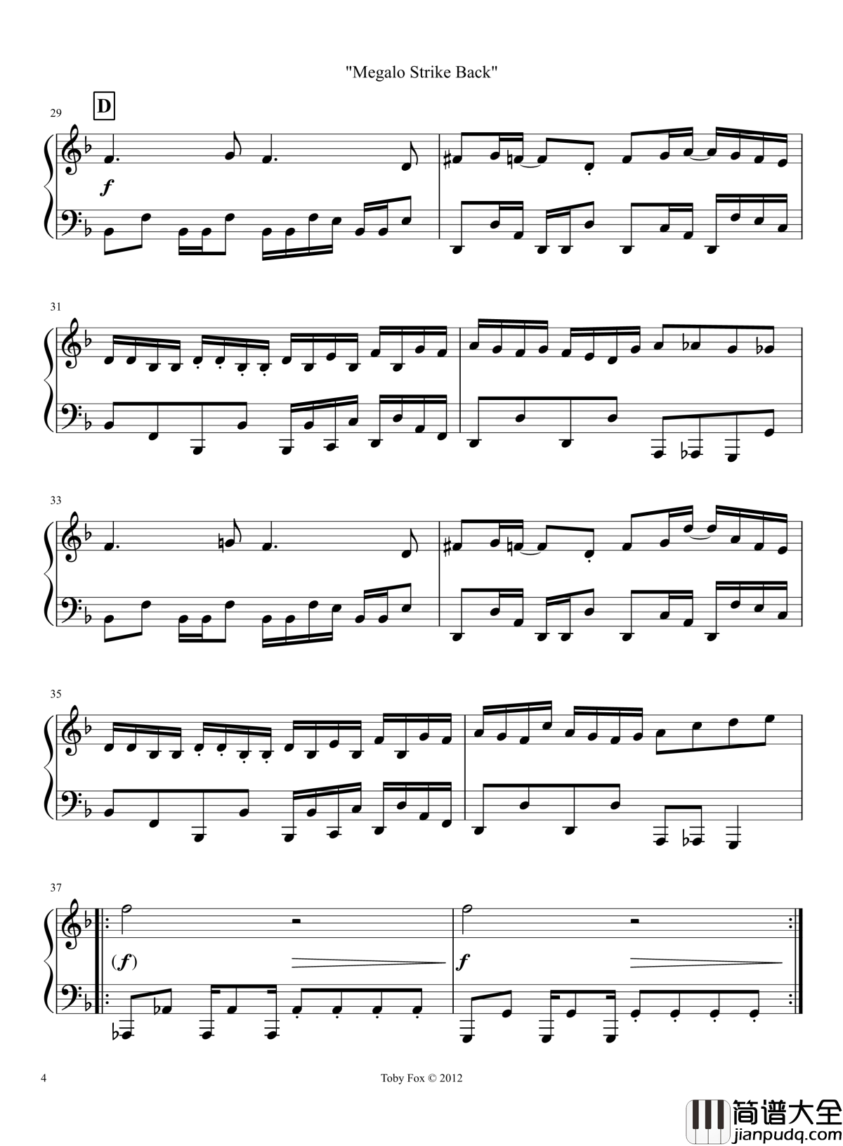 Megalo_Strike_Back_钢琴谱_Chara_主題曲_undertale