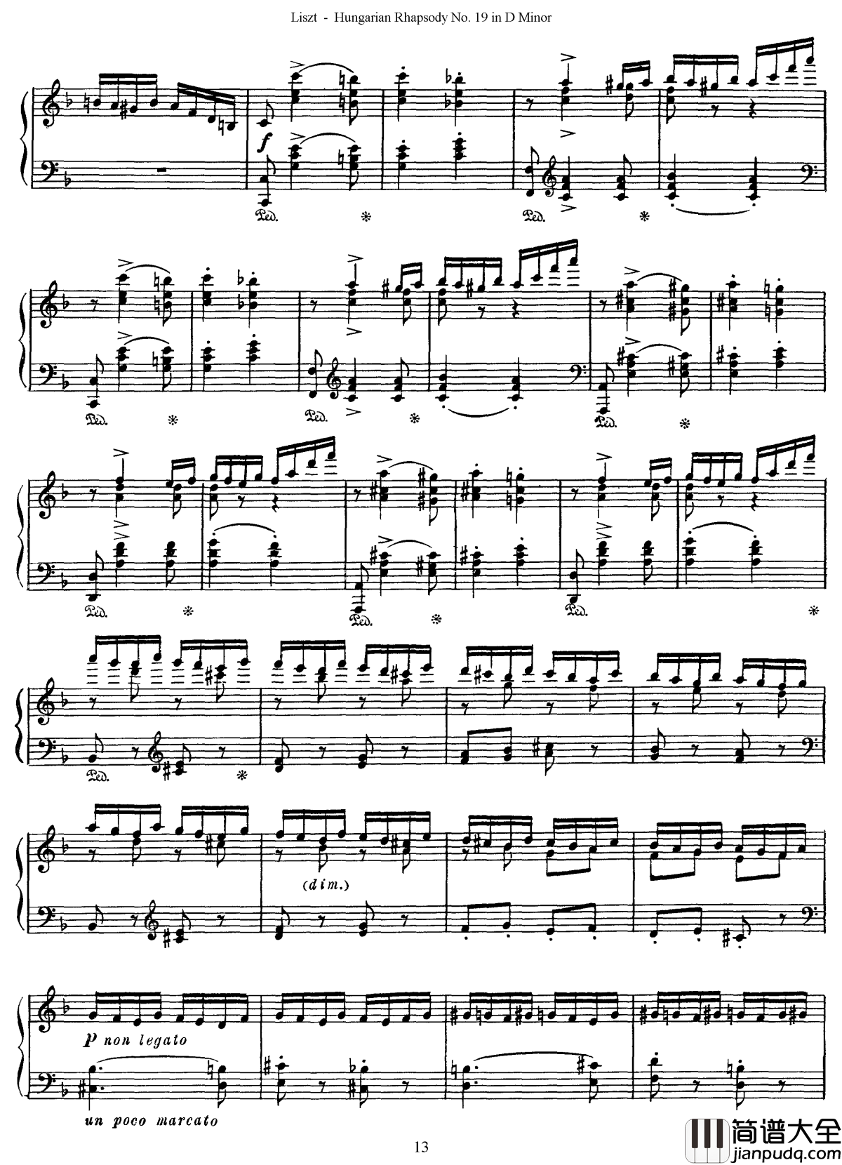匈牙利狂想曲第19号钢琴谱_最后的狂想_李斯特