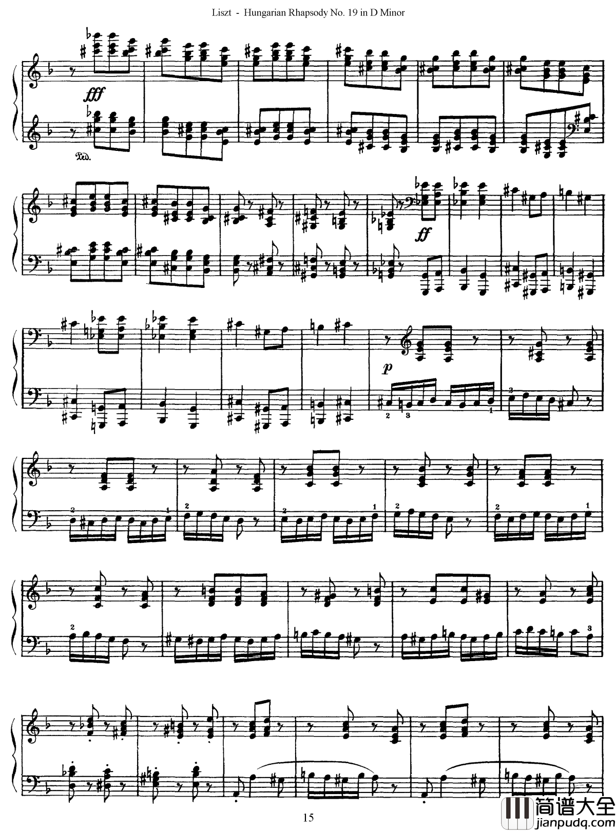 匈牙利狂想曲第19号钢琴谱_最后的狂想_李斯特