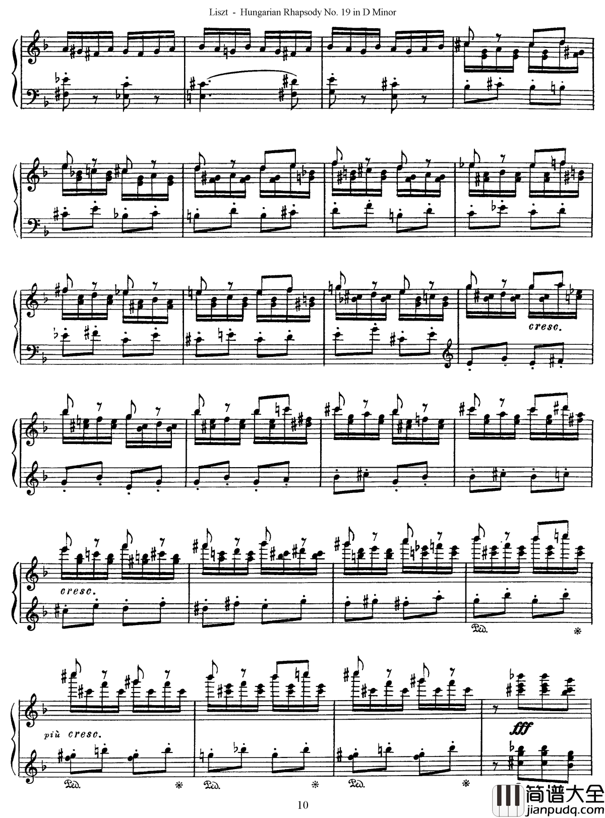 匈牙利狂想曲第19号钢琴谱_最后的狂想_李斯特