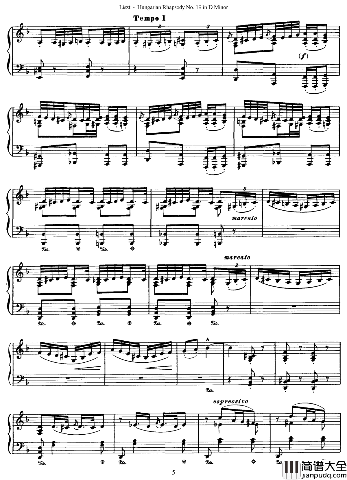 匈牙利狂想曲第19号钢琴谱_最后的狂想_李斯特