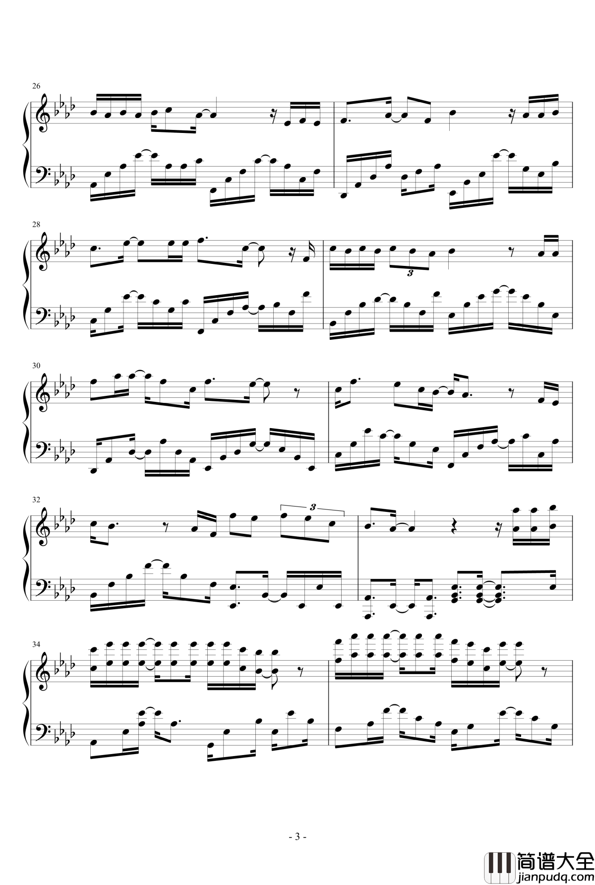 当钢琴谱__还珠格格第一部_片头曲_动力火车