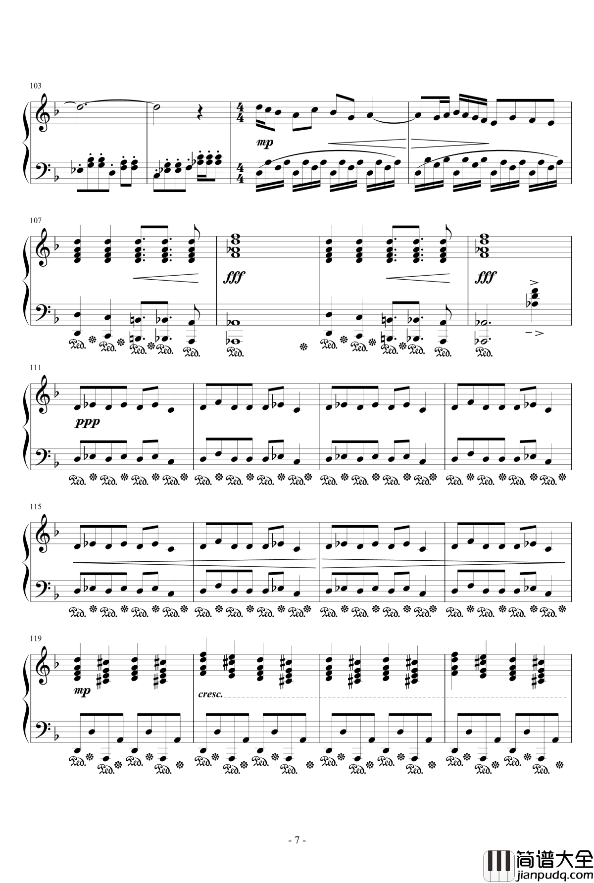 片翼の天使钢琴谱_交响乐版_最终幻想