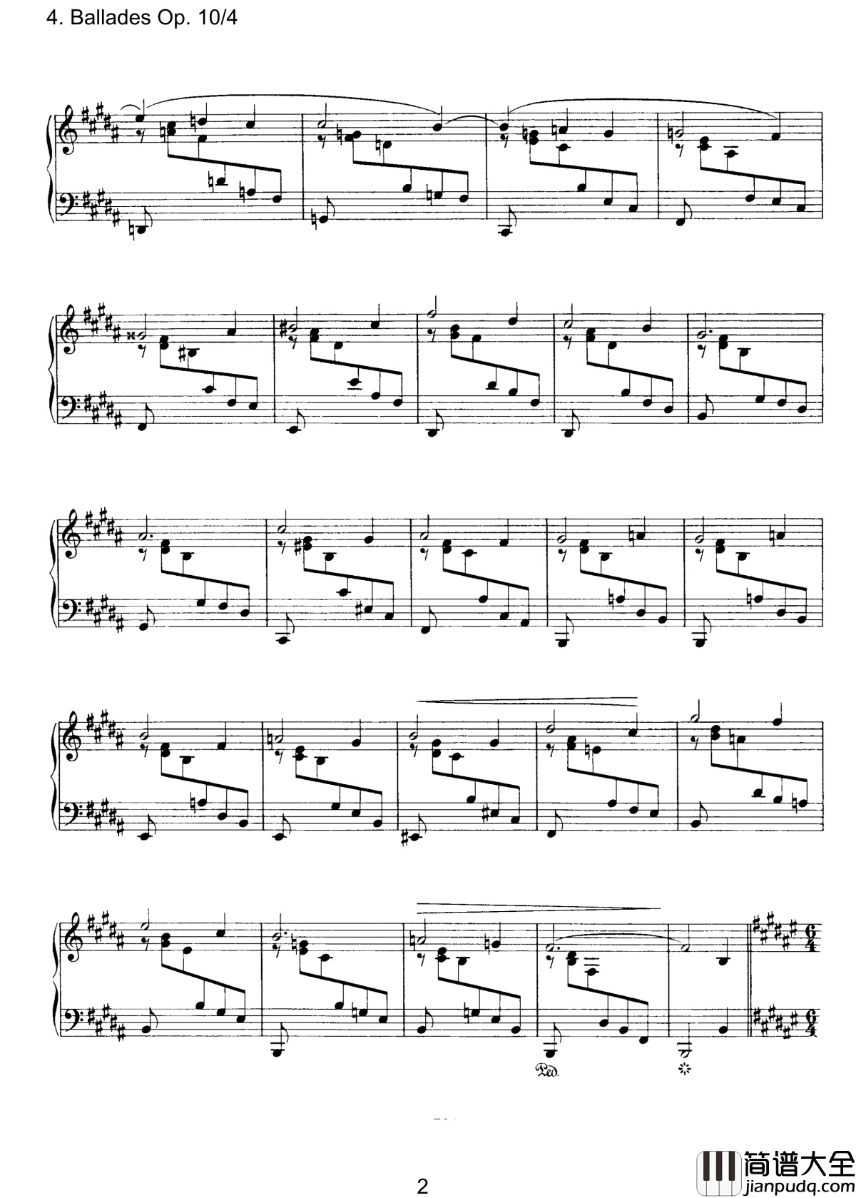 叙事曲钢琴谱_Op.10__No.4_勃拉姆斯