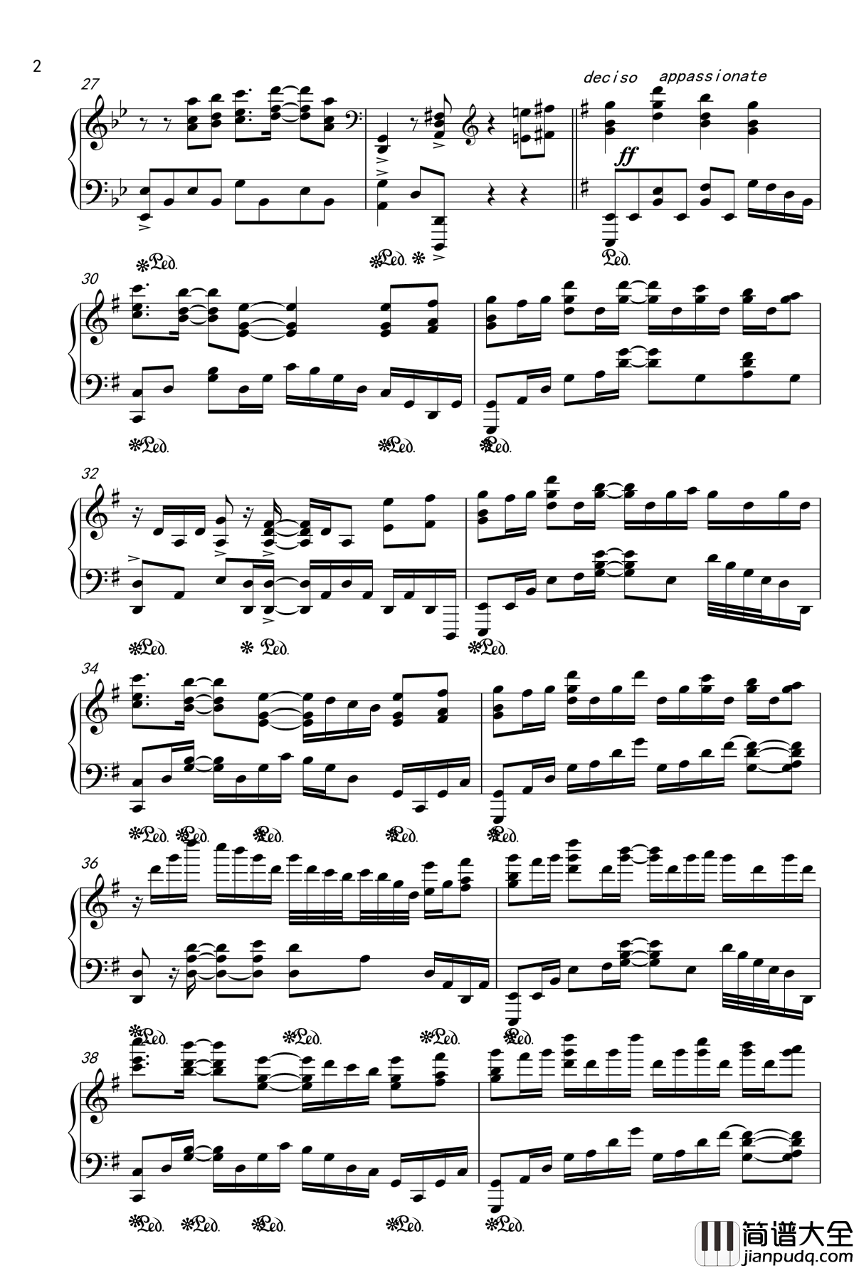 心之焰钢琴谱_楚乔传