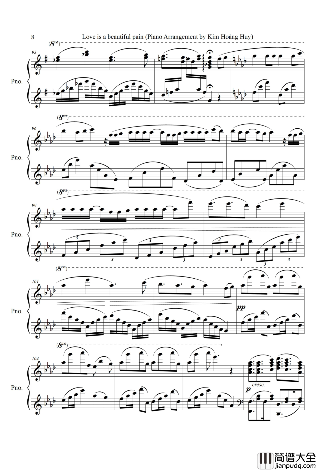 爱是一种美丽的痛苦钢琴谱_中村舞子