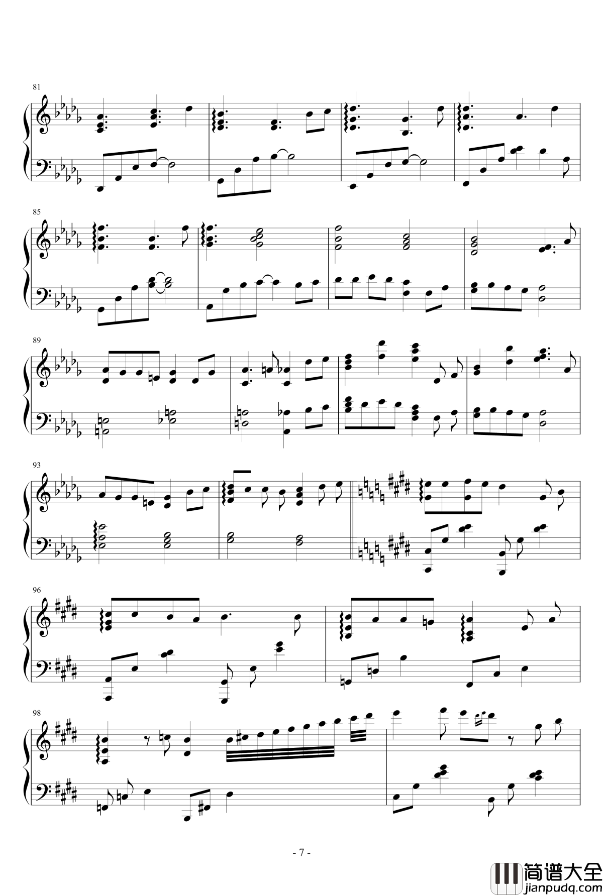 いのちの名前钢琴谱_千与千寻_広橋真紀子