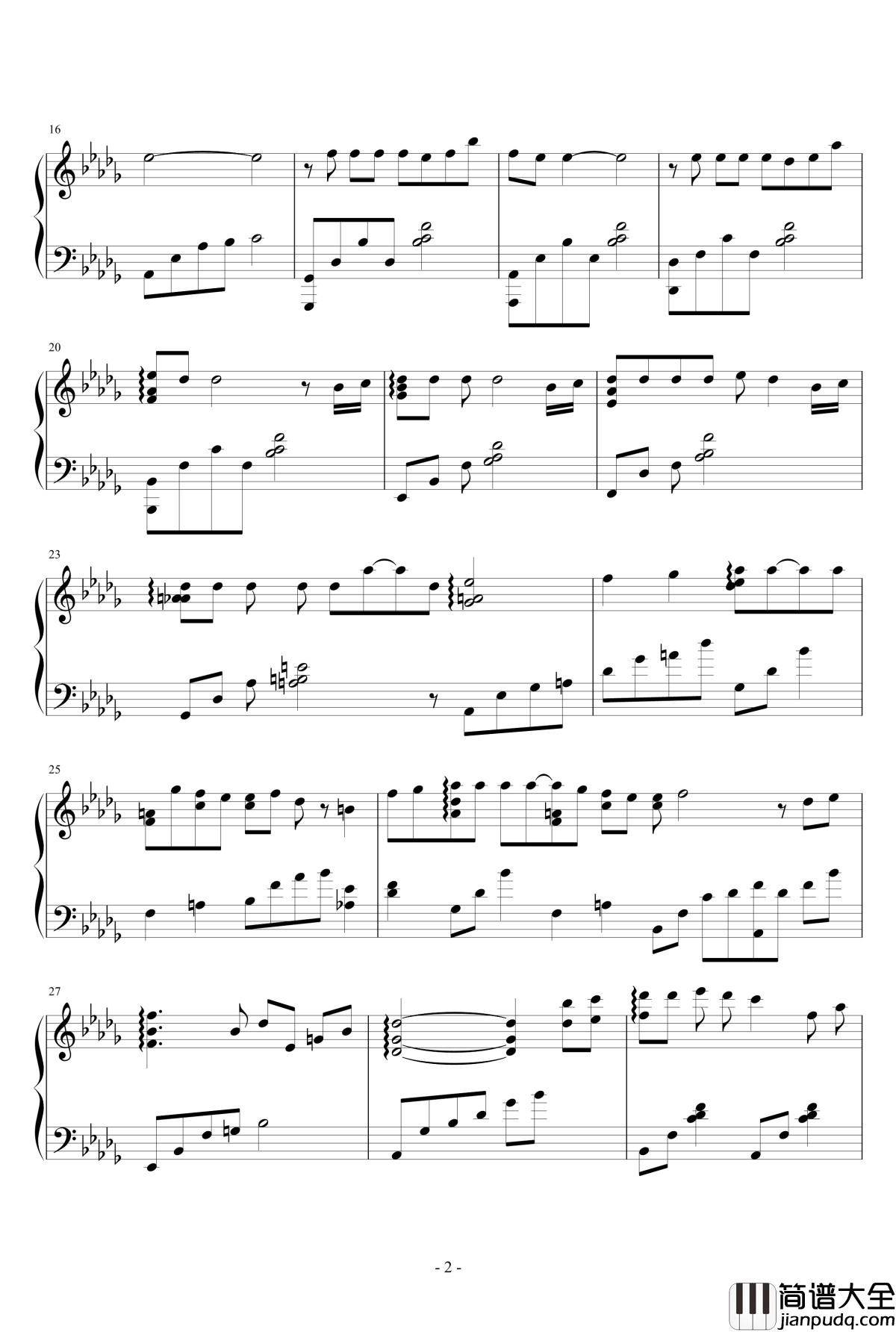 いのちの名前钢琴谱_千与千寻_広橋真紀子