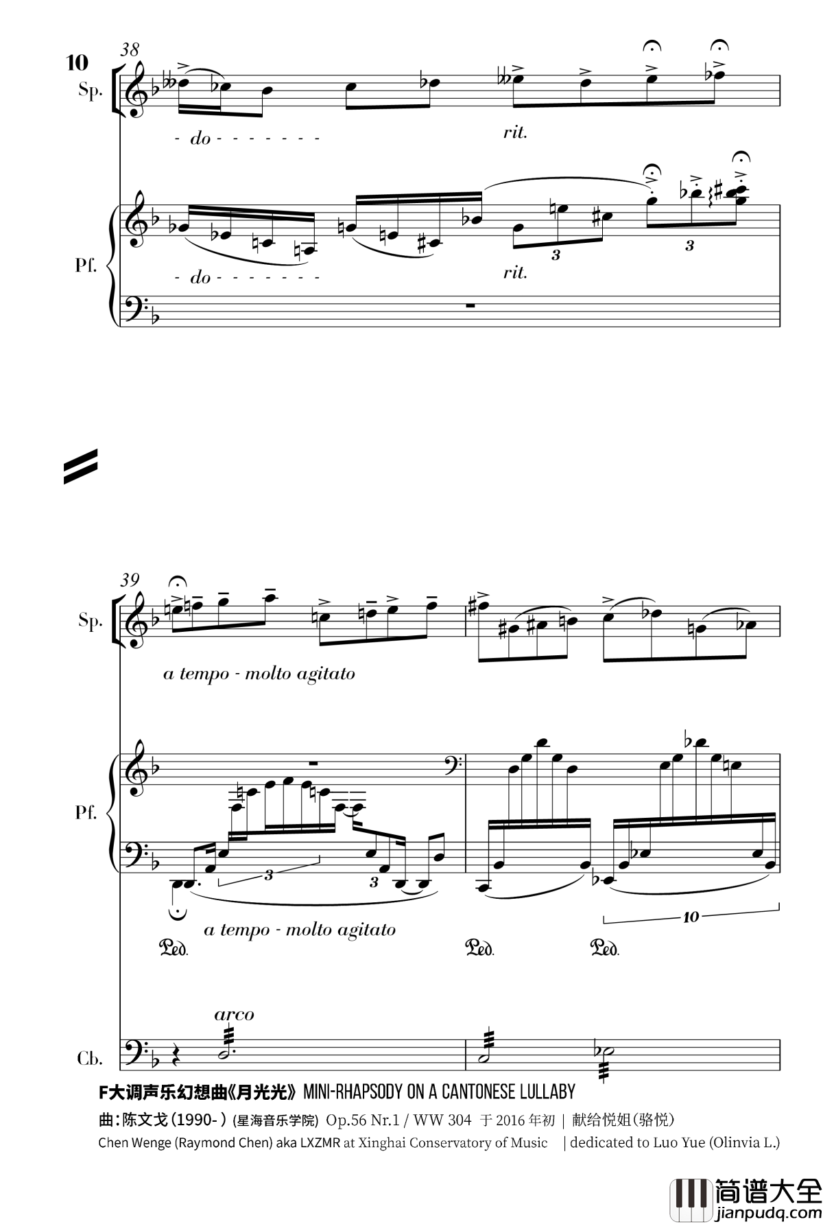 月光光钢琴谱_声乐幻想曲_陈文戈