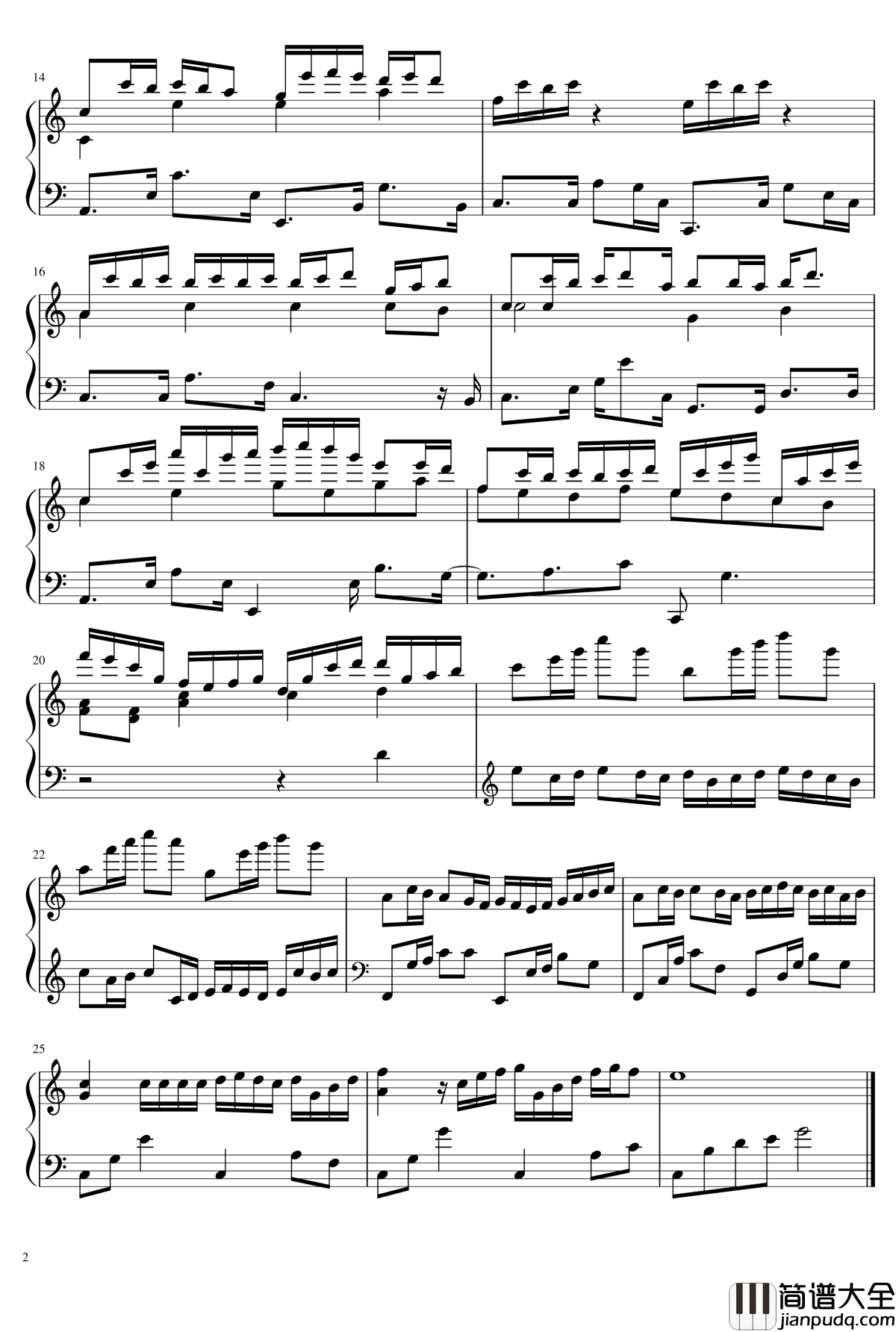 卡农改编版钢琴谱_钢琴块_2