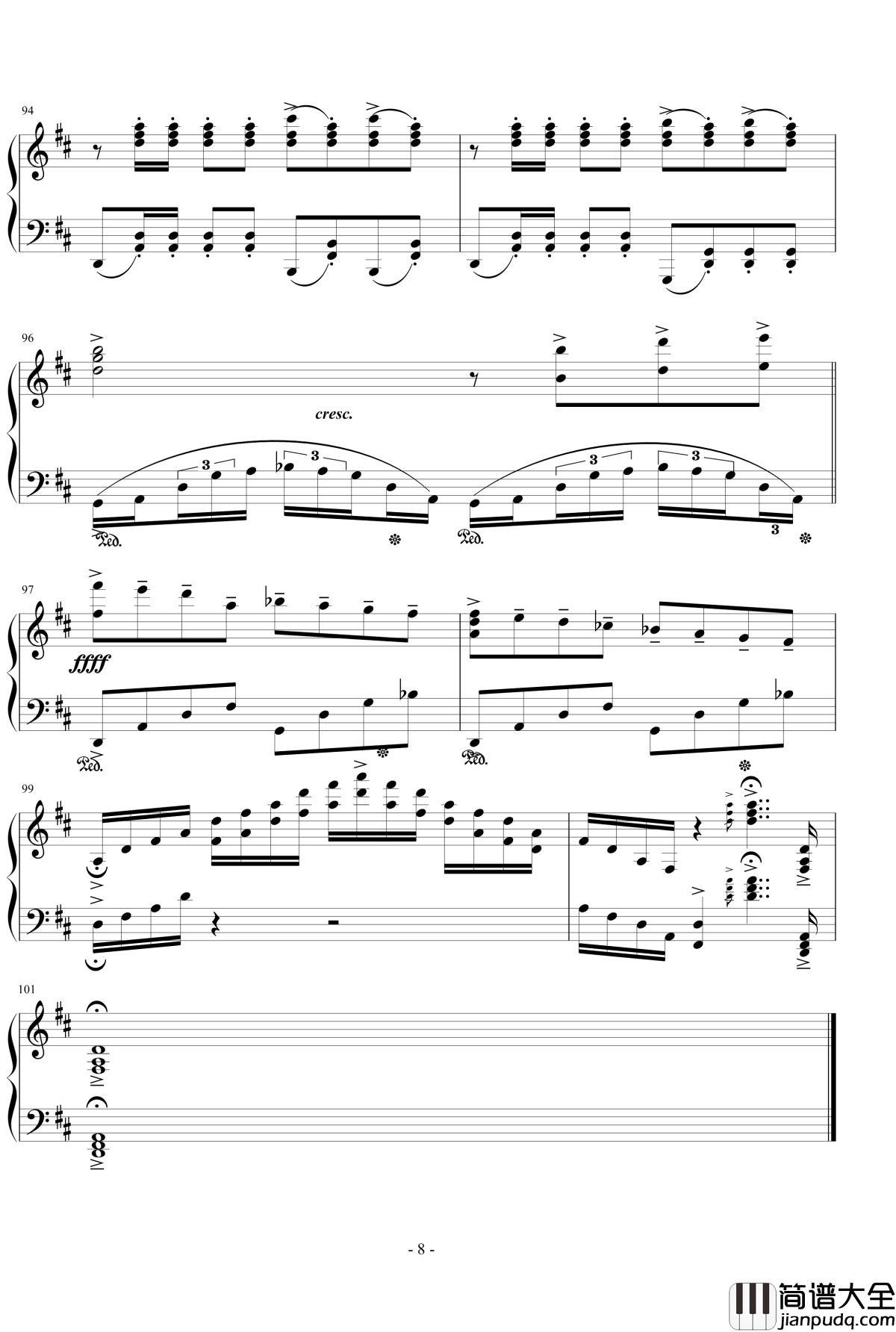 D大調凱旋歌钢琴谱_王者之喆