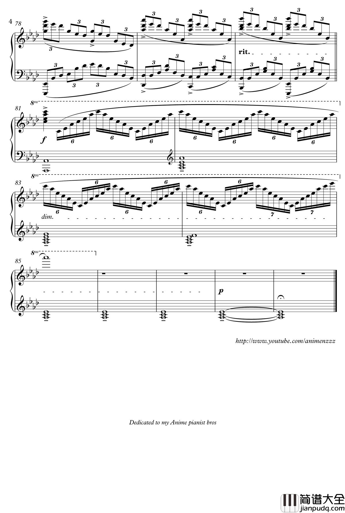 City_of_Eternity钢琴谱_Animenz_京骚戏画