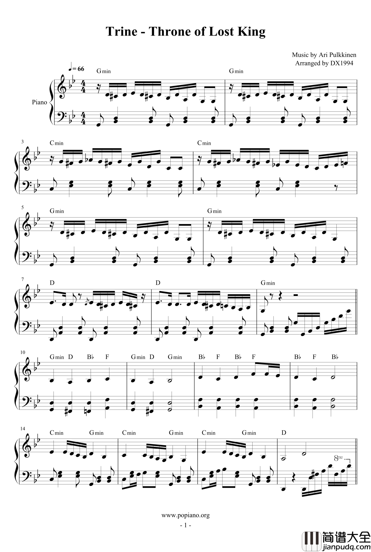 Throne_of_The_Lost_KingTrine钢琴谱_三位一体