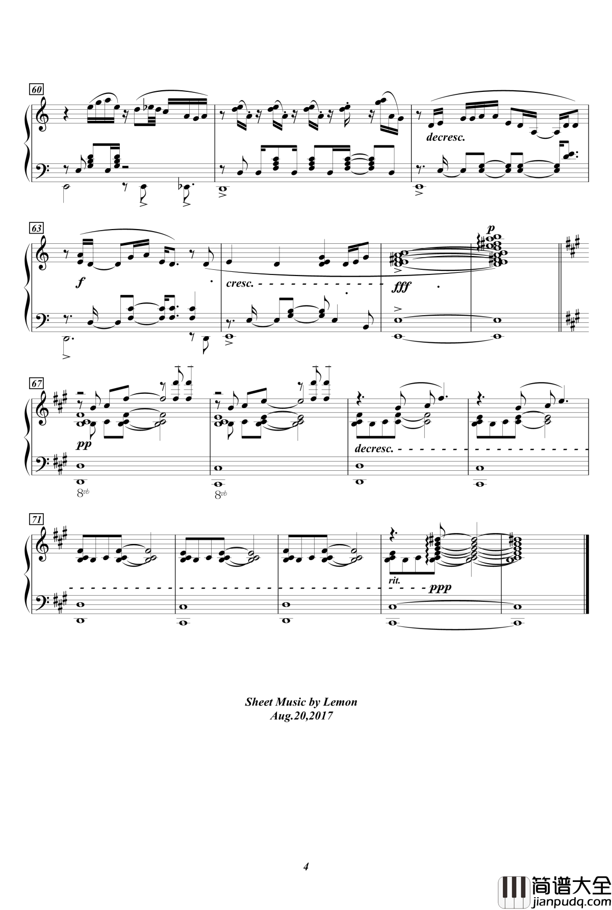 Pure_Snows钢琴谱_Kanon