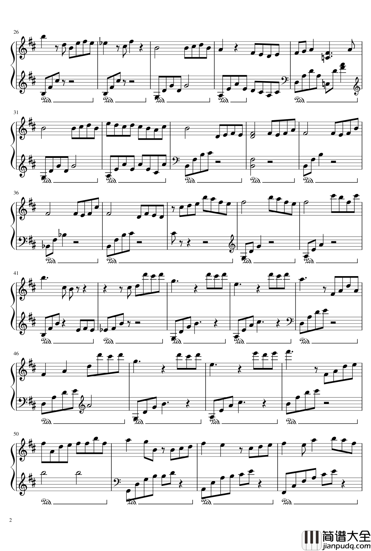 落钢琴谱_陈黑黑