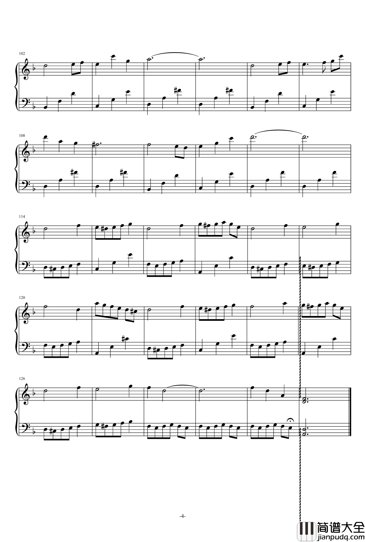 悲しい追憶钢琴谱_渡辺博也