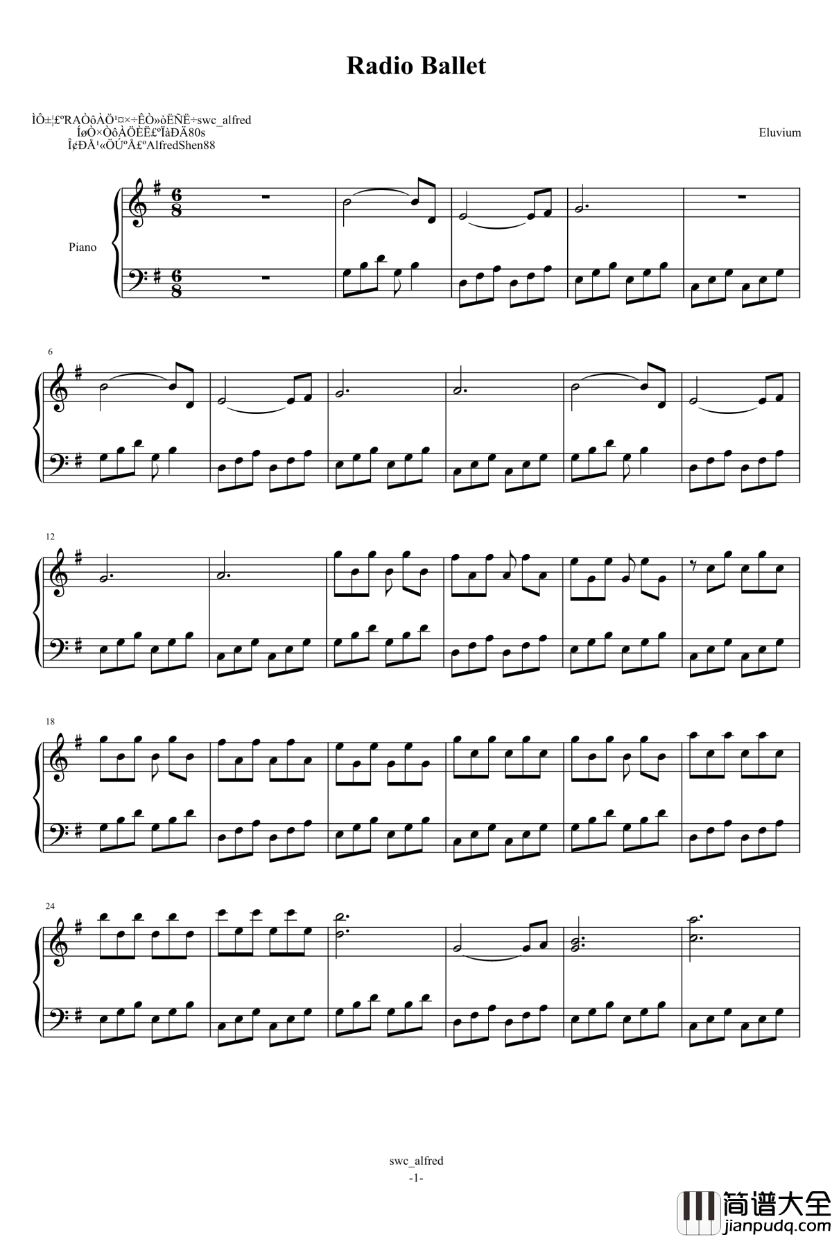 Radio_Ballet钢琴谱_Eluvium