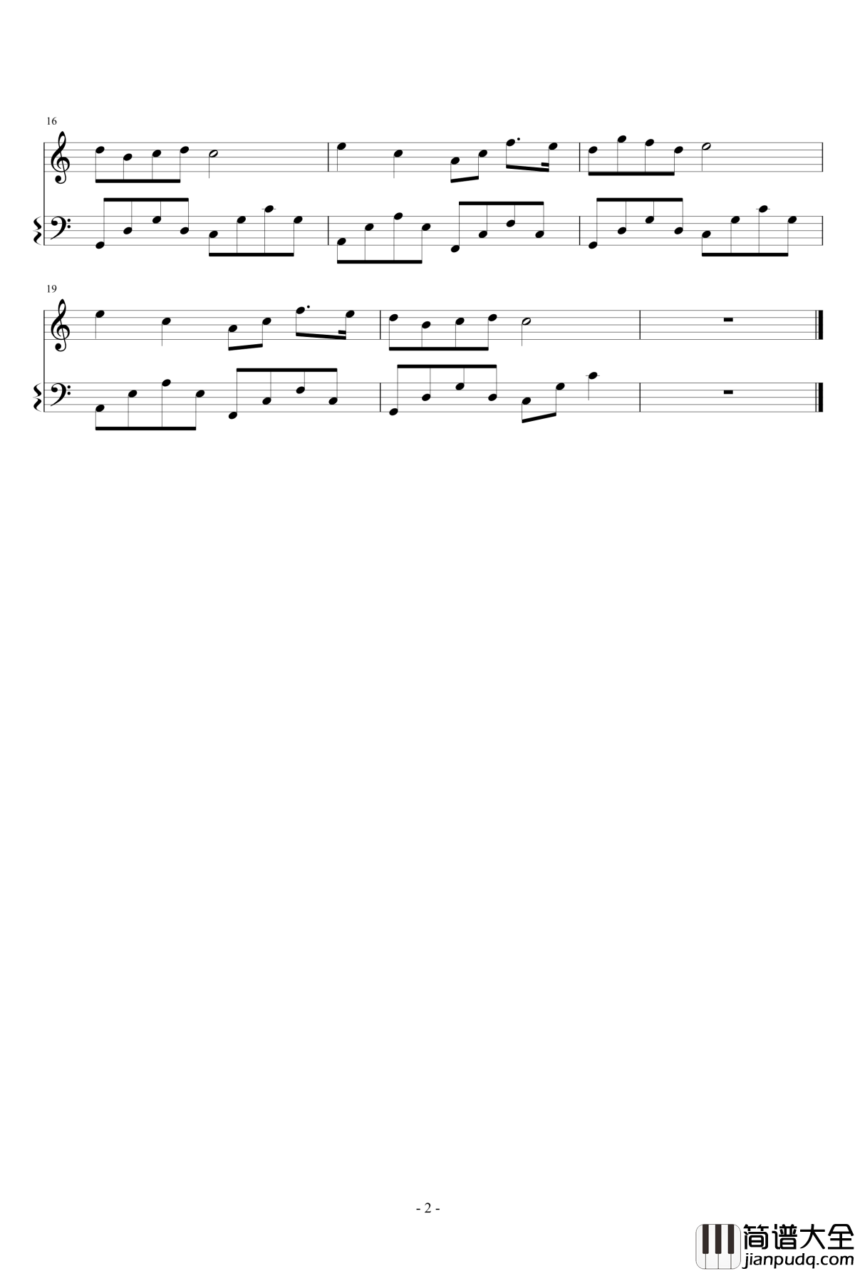 非常好听的C调简易练习曲钢琴谱_世界名曲