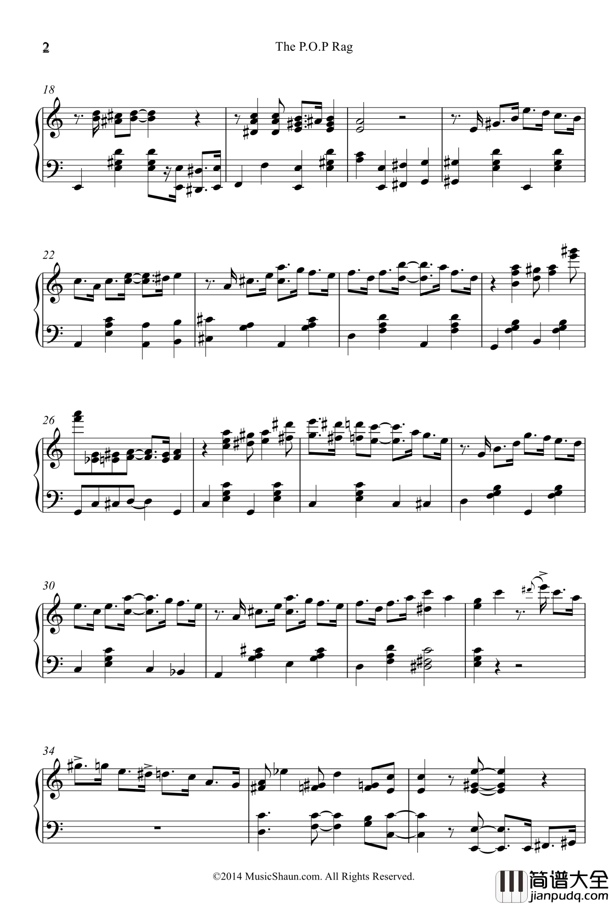 The_P.O.P._Rag钢琴谱_Shawn_Choo