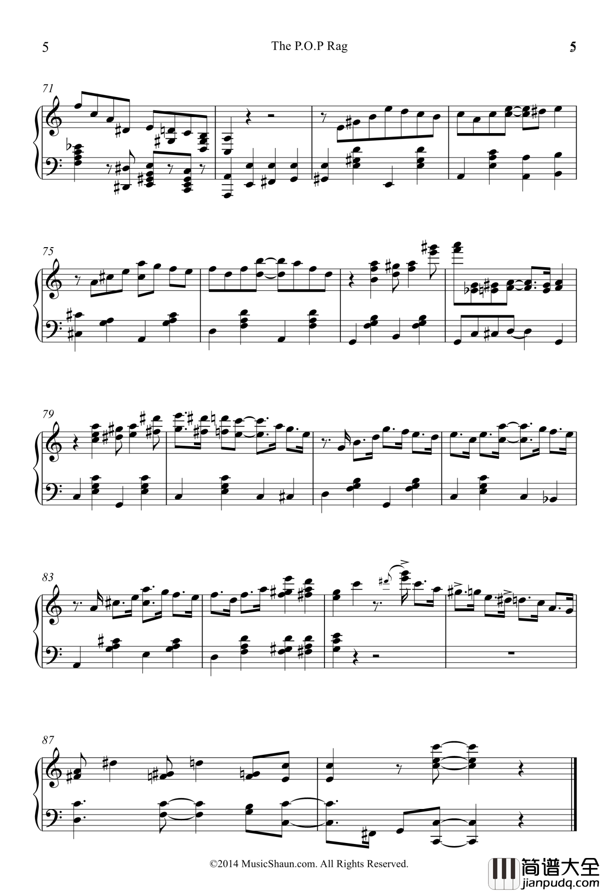 The_P.O.P._Rag钢琴谱_Shawn_Choo